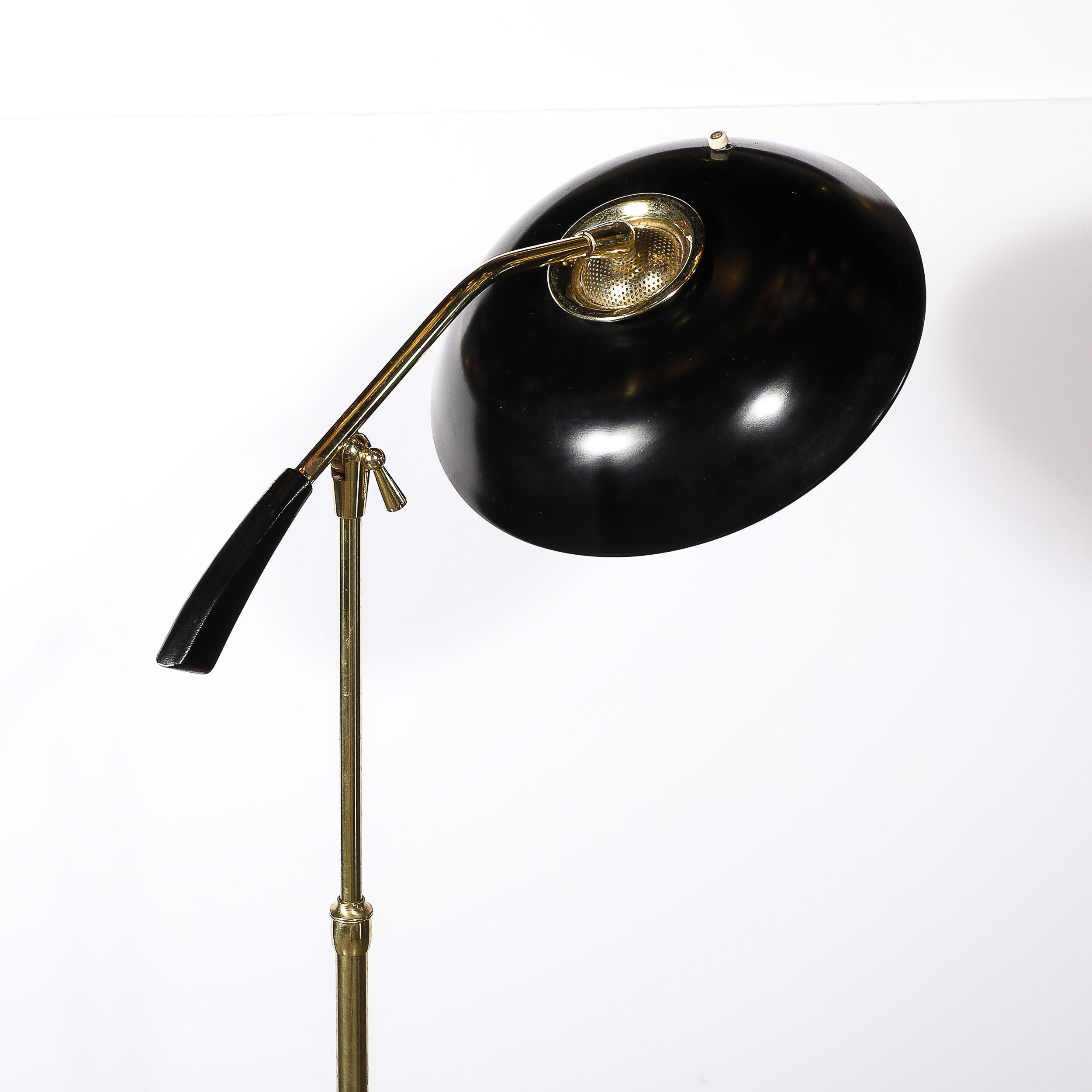 MidCentury Saucer Articulating Brass & Black Enamel Floorlamp by Gerald Thurston 7