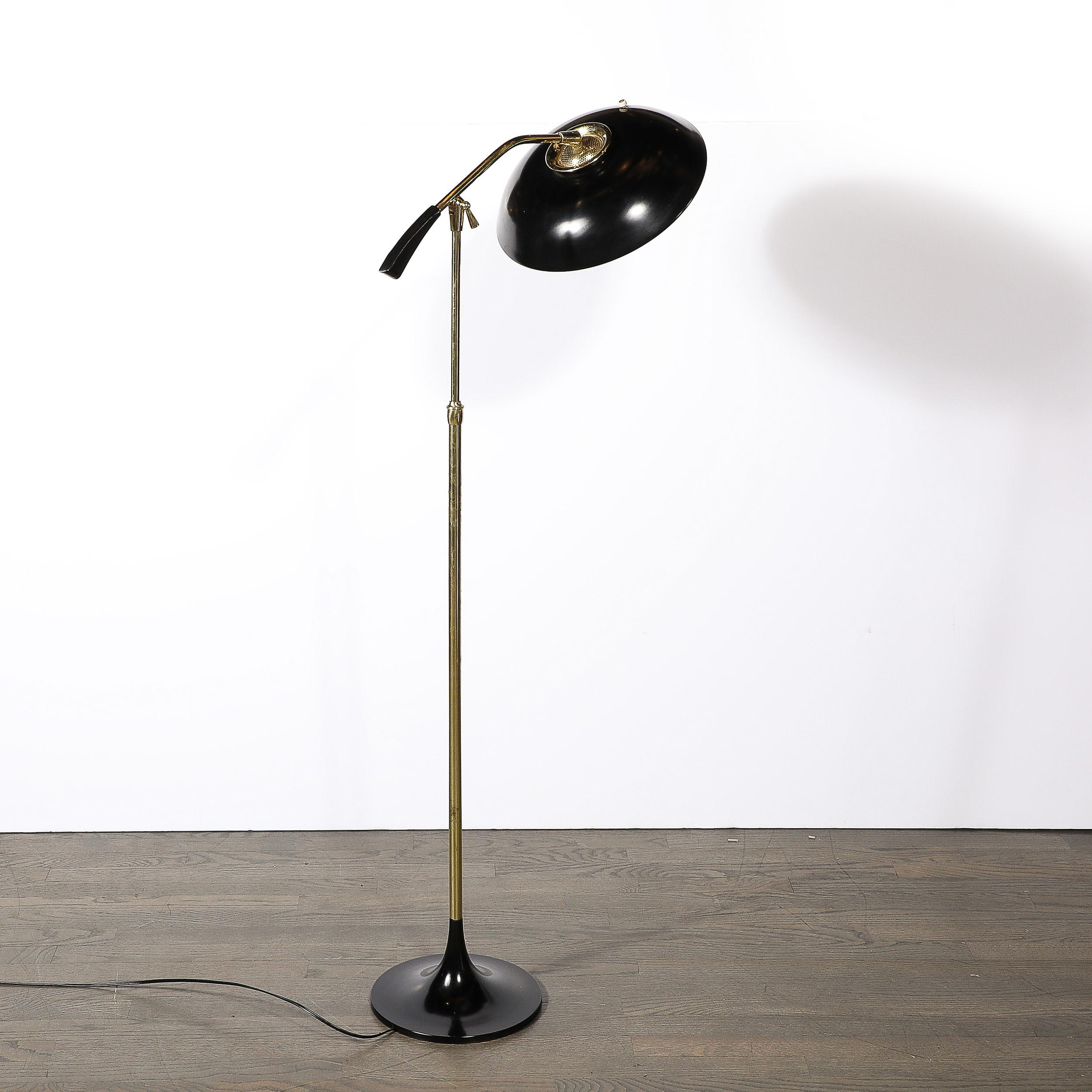 MidCentury Saucer Articulating Brass & Black Enamel Floorlamp by Gerald Thurston 8