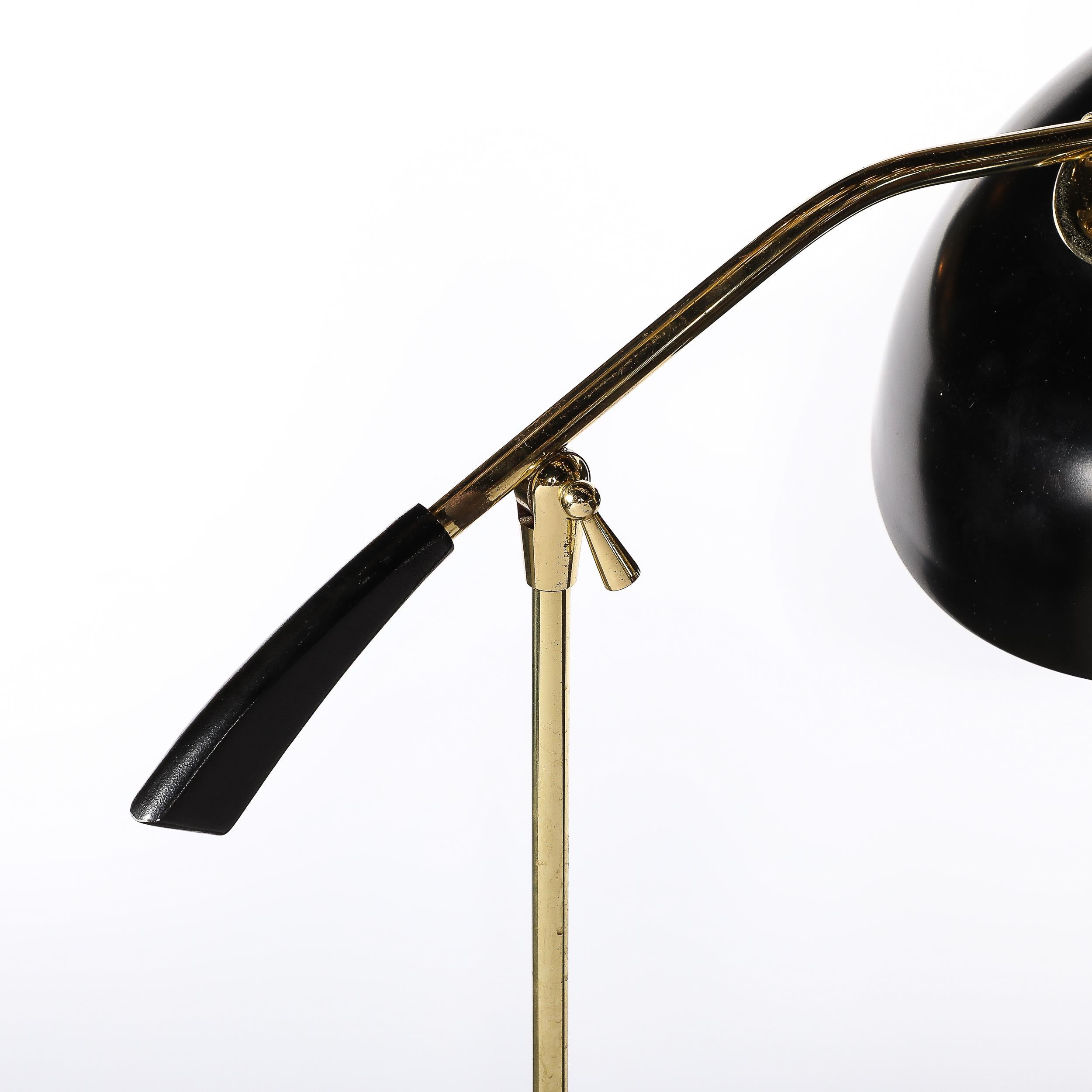 MidCentury Saucer Articulating Brass & Black Enamel Floorlamp by Gerald Thurston 9