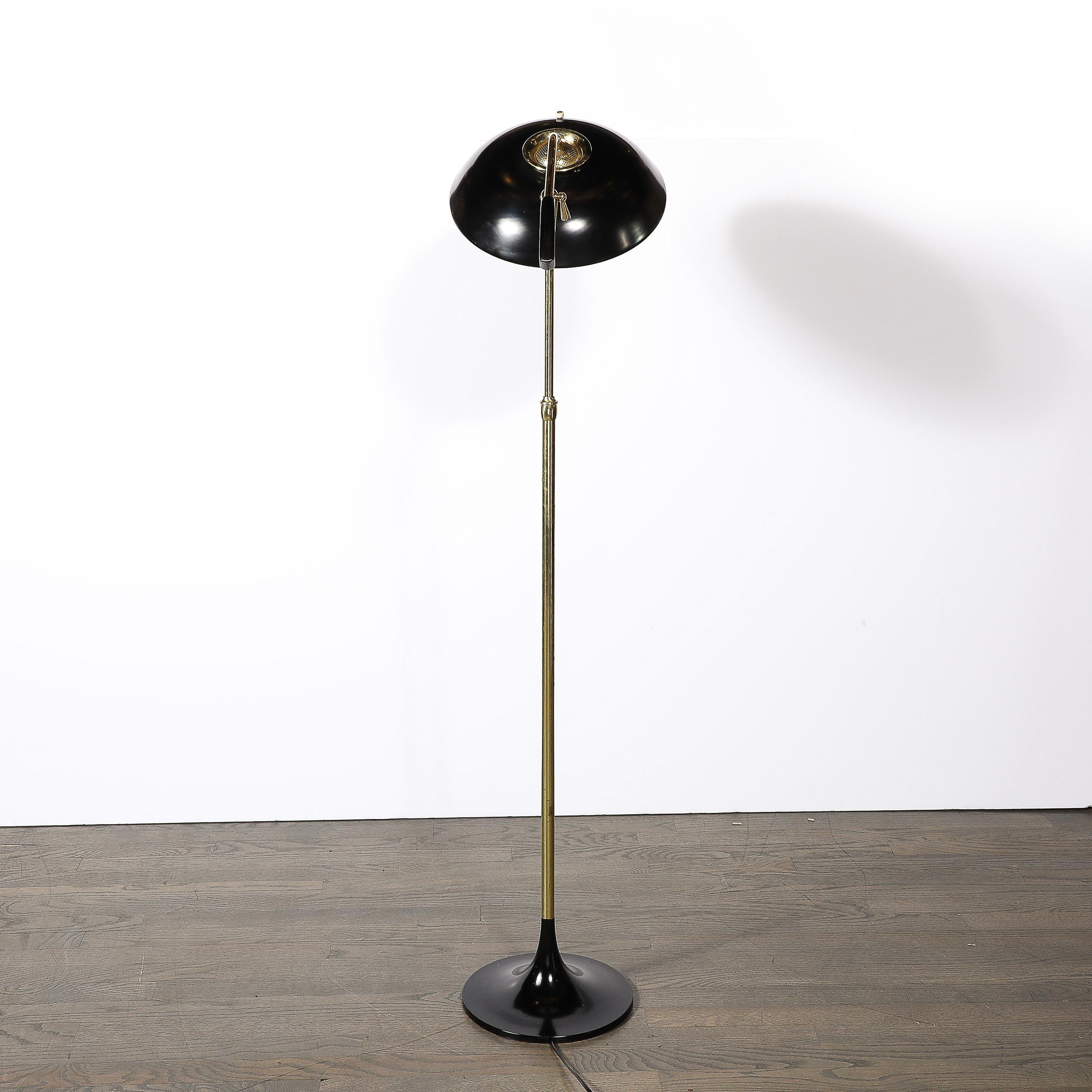 MidCentury Saucer Articulating Brass & Black Enamel Floorlamp by Gerald Thurston 10