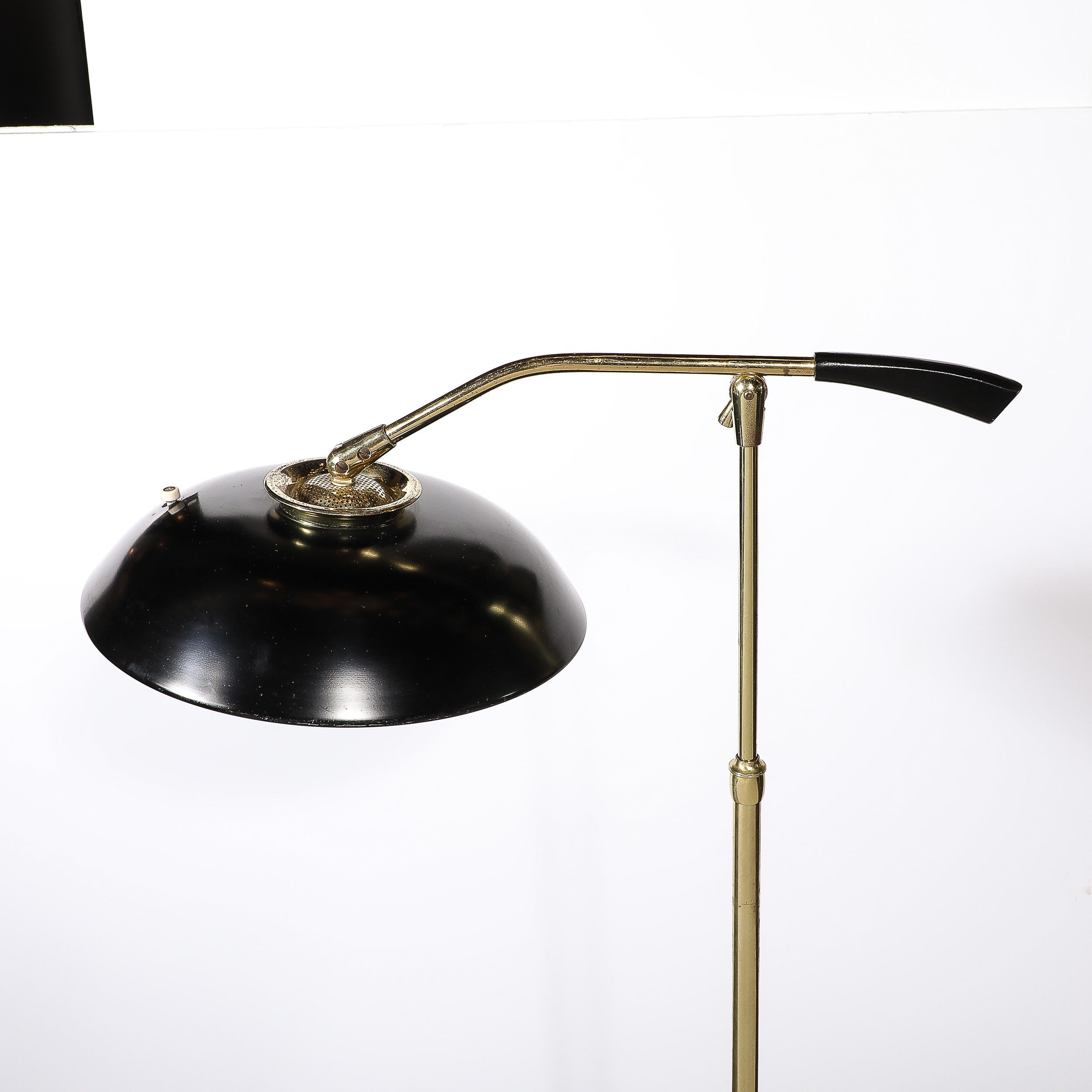 MidCentury Saucer Articulating Brass & Black Enamel Floorlamp by Gerald Thurston 11