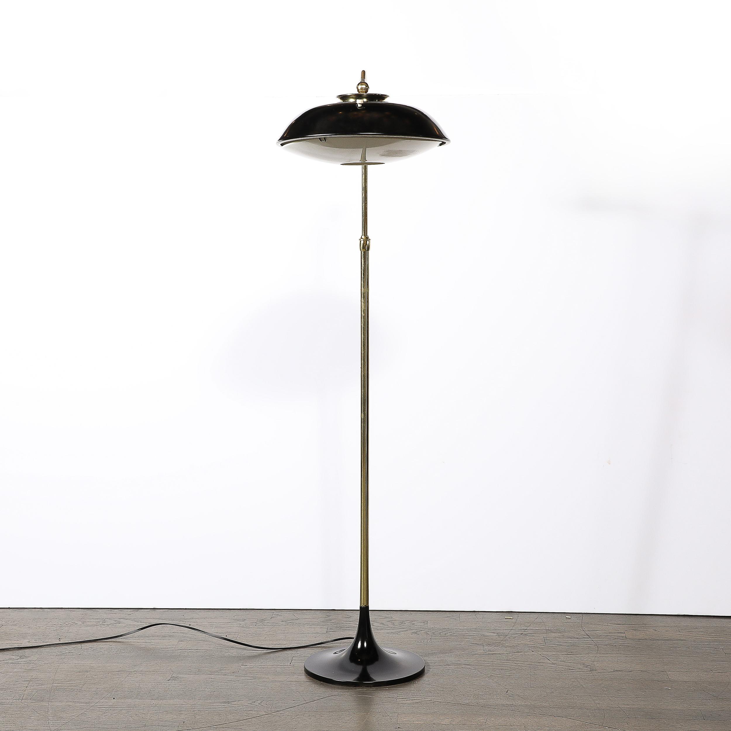 MidCentury Saucer Articulating Brass & Black Enamel Floorlamp by Gerald Thurston 2