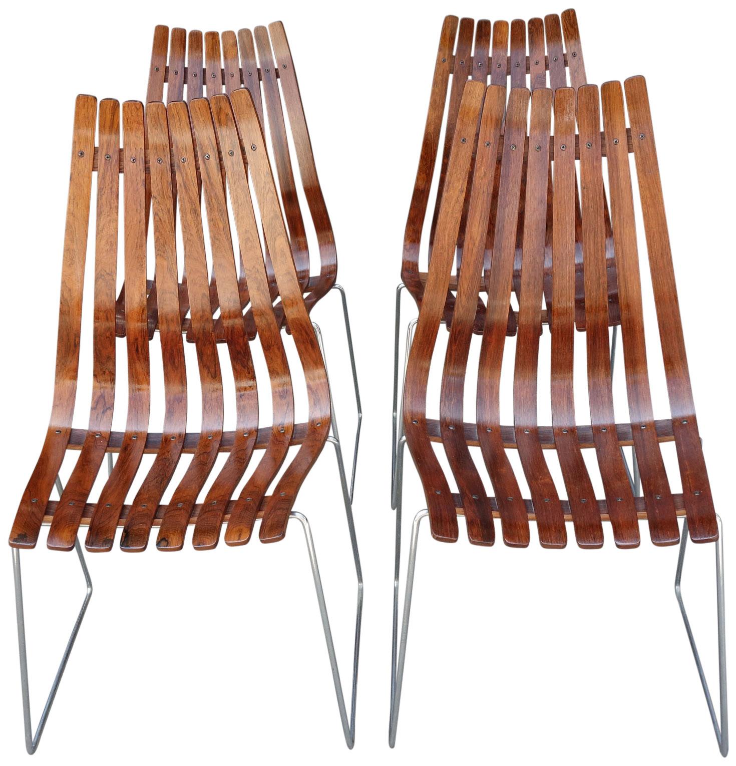 Chrome Midcentury Scandia Chairs by Hans Brattrud for Hove Mobler
