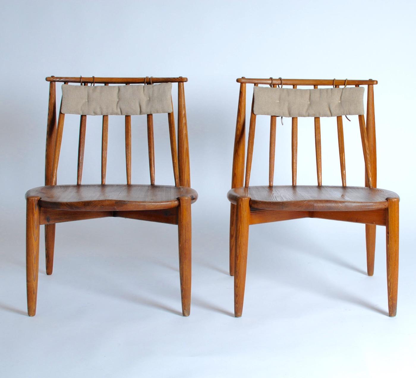 Midcentury Scandinavian Bendt Winge fireplace chairs brushed smoked oak, 1950s.
Small format fire place 
