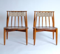 Midcentury Scandinavian Bendt Winge Fireplace Chairs Brushed Smoked Oak, 1950