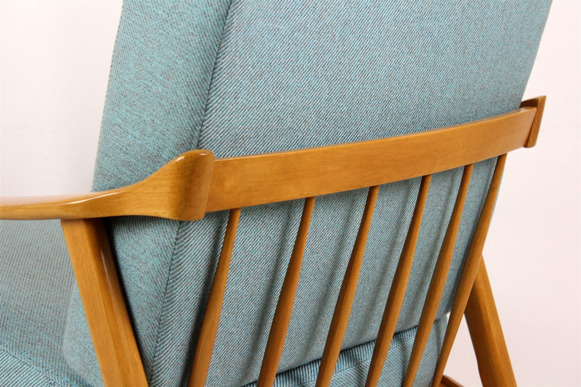Midcentury Scandinavian Blue and Turquoise Armchairs, 1960s, Set of Two 8