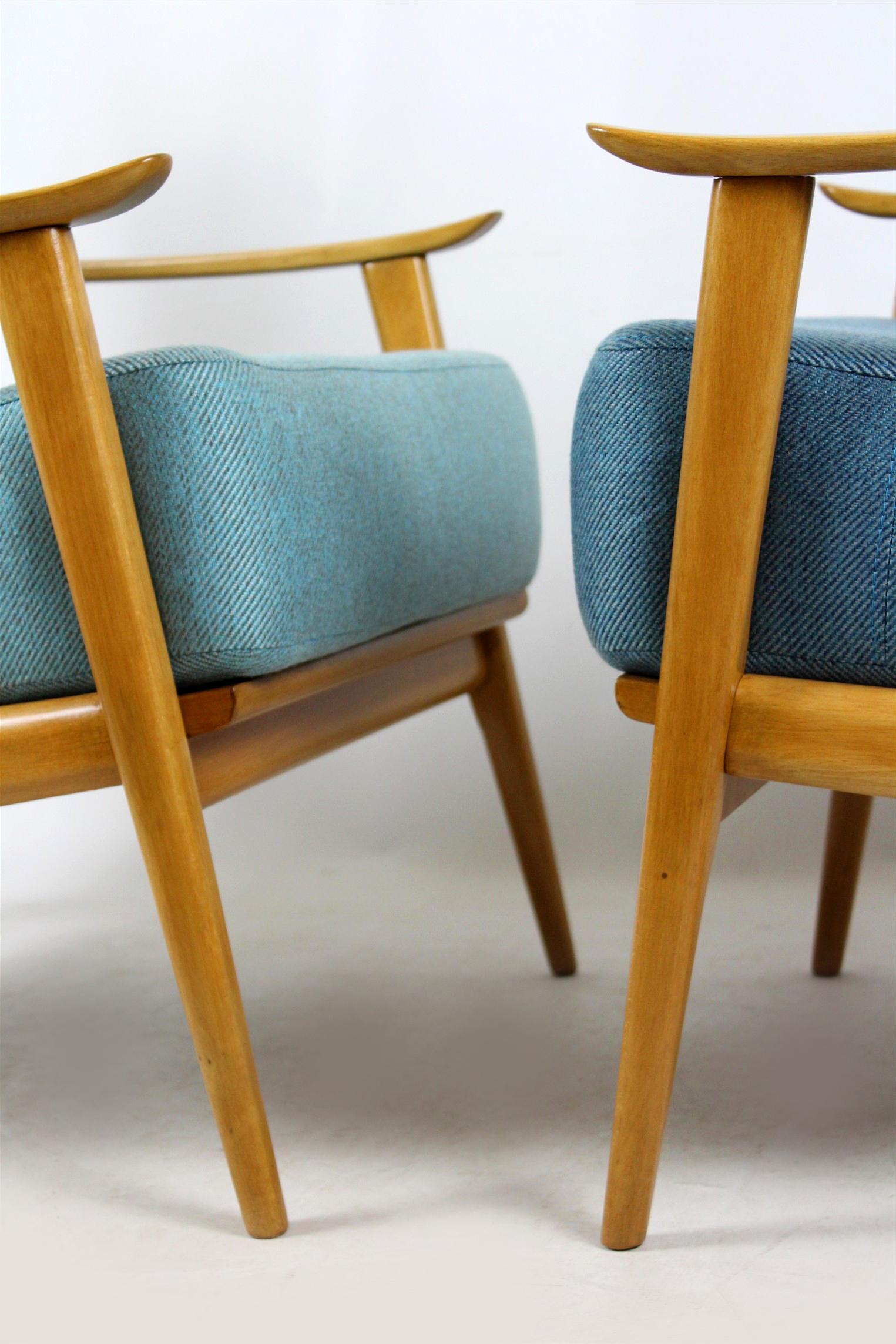 Mid-20th Century Midcentury Scandinavian Blue and Turquoise Armchairs, 1960s, Set of Two