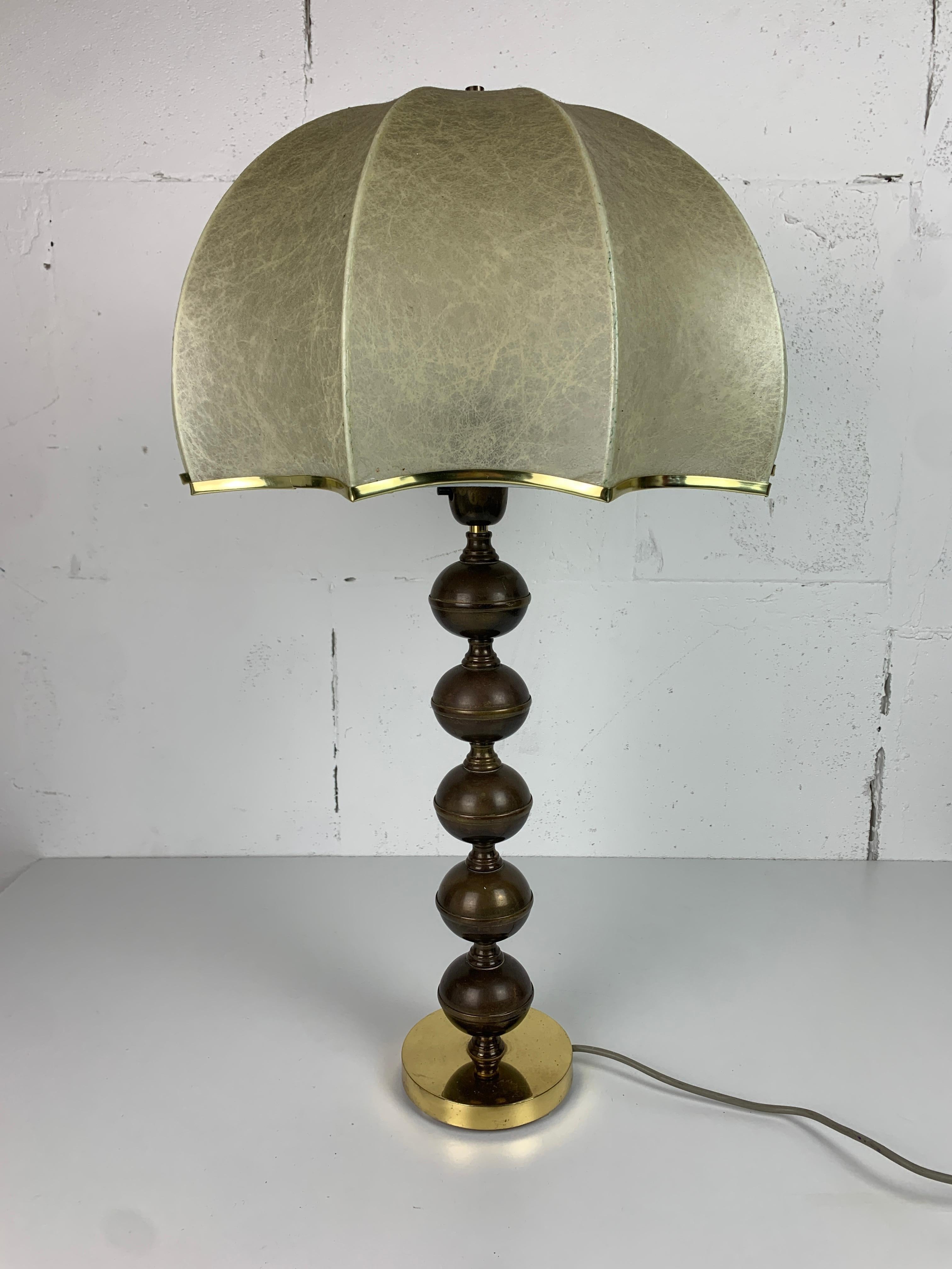 Midcentury Scandinavian brass cocoon mushroom lamp, Borens Boras, Sweden 1960s For Sale 1