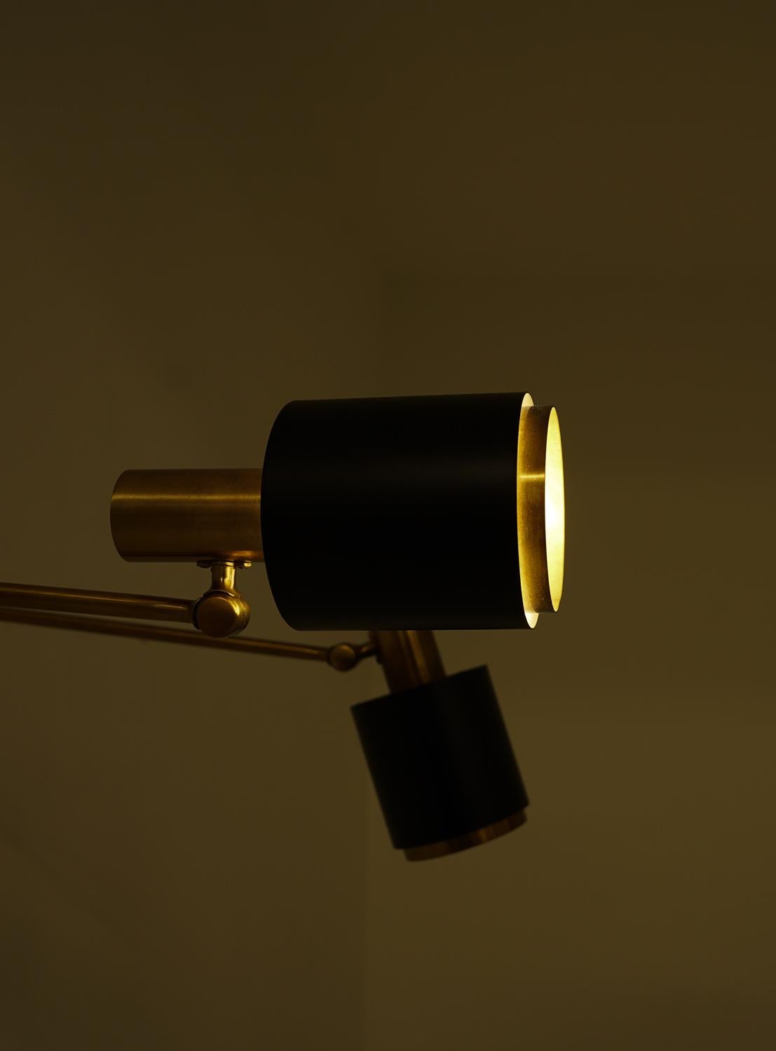 Midcentury Scandinavian Brass Wall Lamps by Falkenbergs Belysning For Sale 4