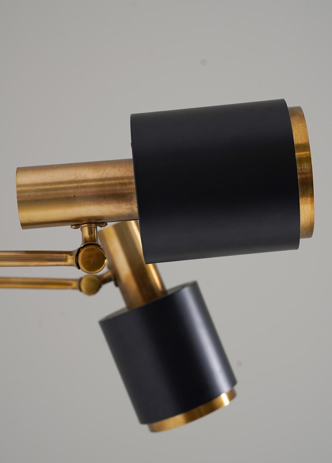 Midcentury Scandinavian Brass Wall Lamps by Falkenbergs Belysning In Good Condition For Sale In Karlstad, SE