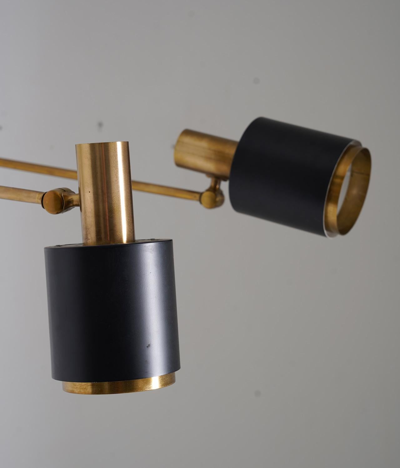 20th Century Midcentury Scandinavian Brass Wall Lamps by Falkenbergs Belysning For Sale
