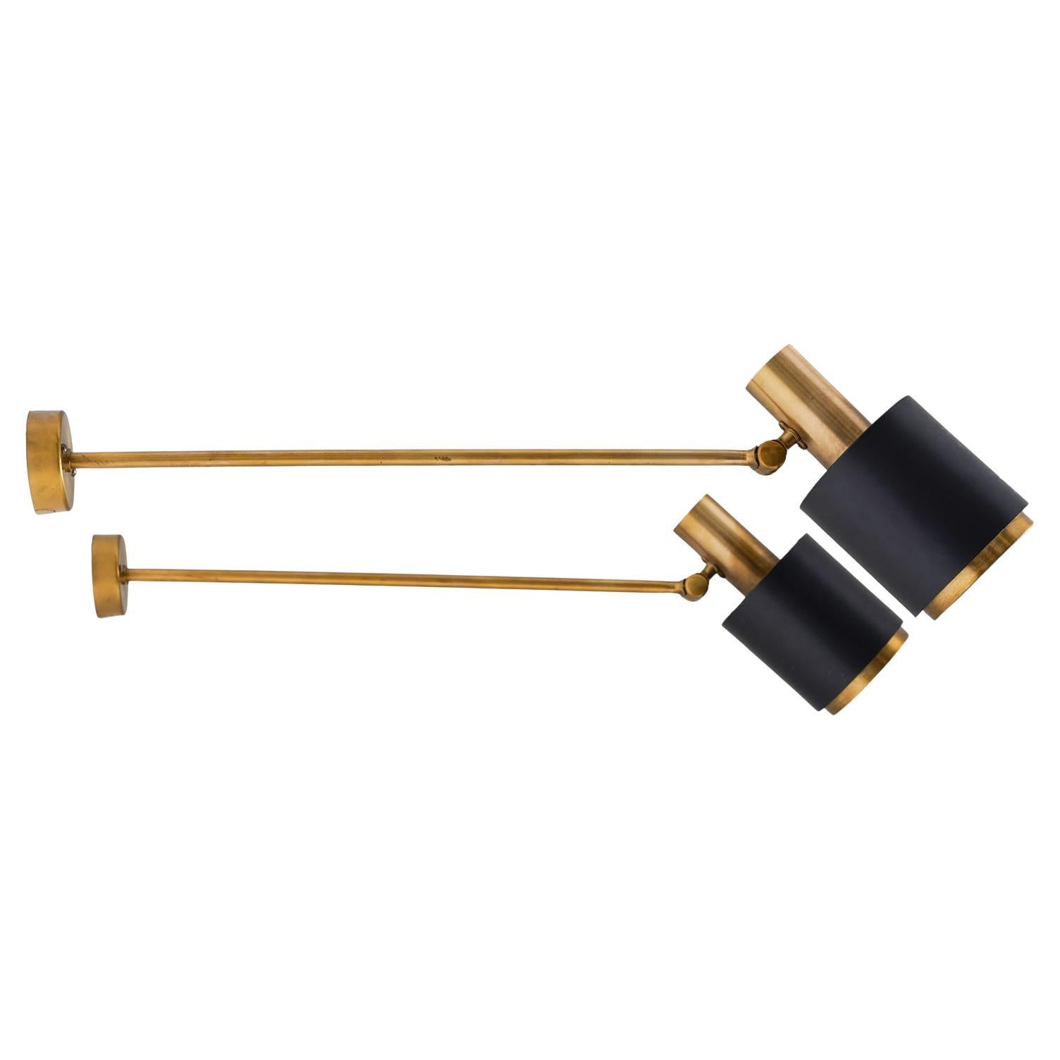 Midcentury Scandinavian Brass Wall Lamps by Falkenbergs Belysning For Sale