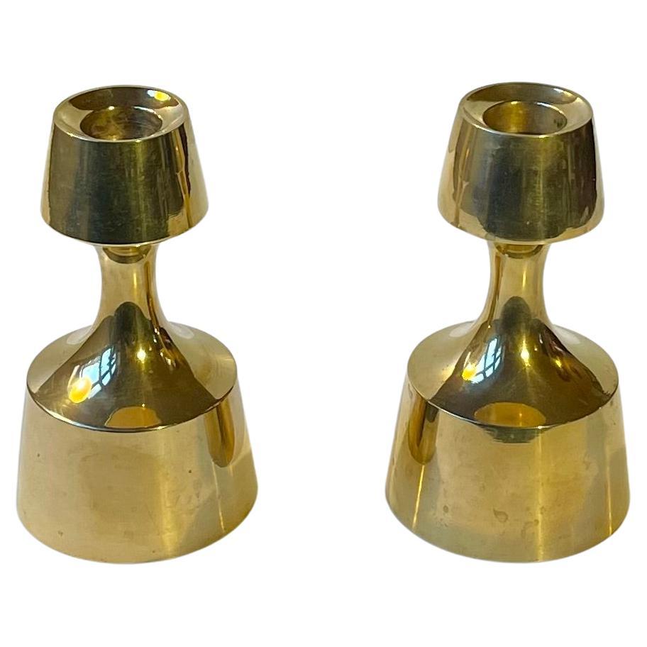 Midcentury Scandinavian Candlesticks in Brass, 1960s For Sale