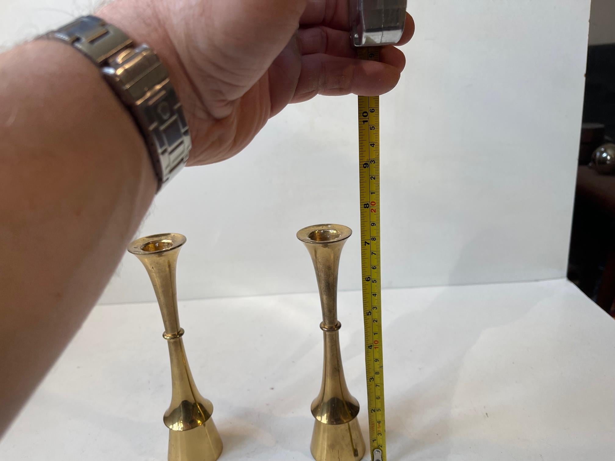 Midcentury Scandinavian Candlesticks in Brass, 1960s, Set of 2 In Good Condition For Sale In Esbjerg, DK