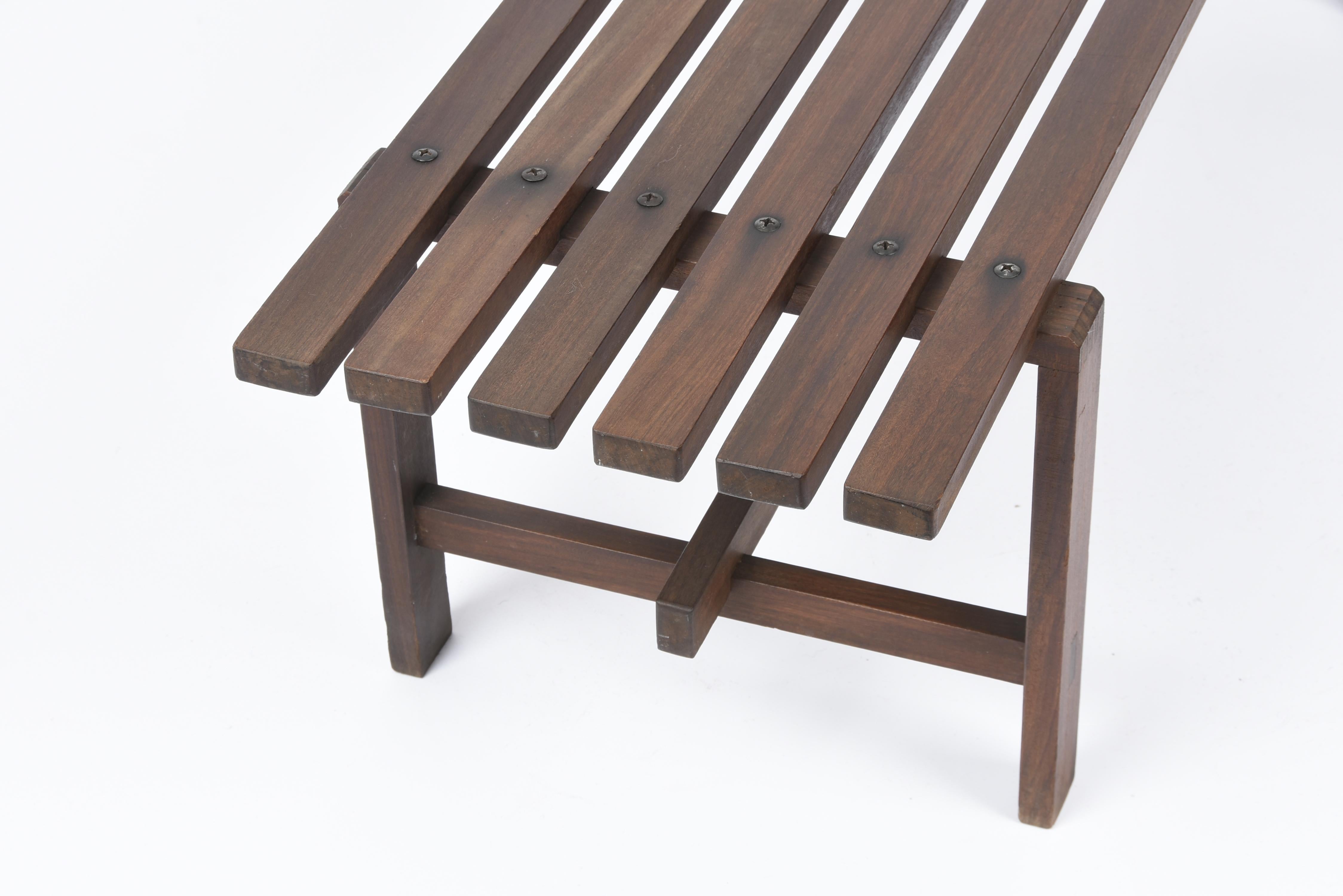 Midcentury Scandinavian Dark Brown Teak Wood Bench, 1960s For Sale 8