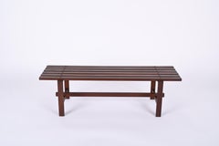 Midcentury Scandinavian Dark Brown Teak Wood Bench, 1960s