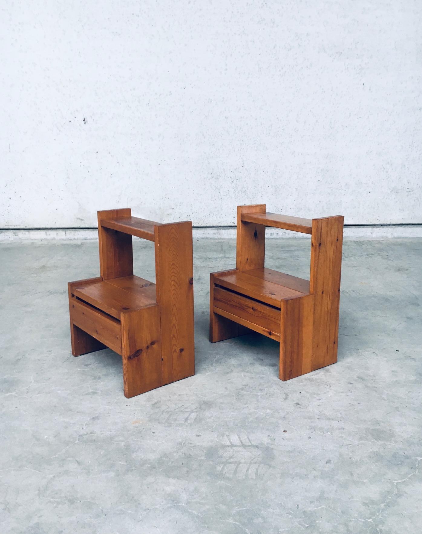 Swedish Midcentury Scandinavian Design Pine Bedside Table Set, 1960s Sweden For Sale