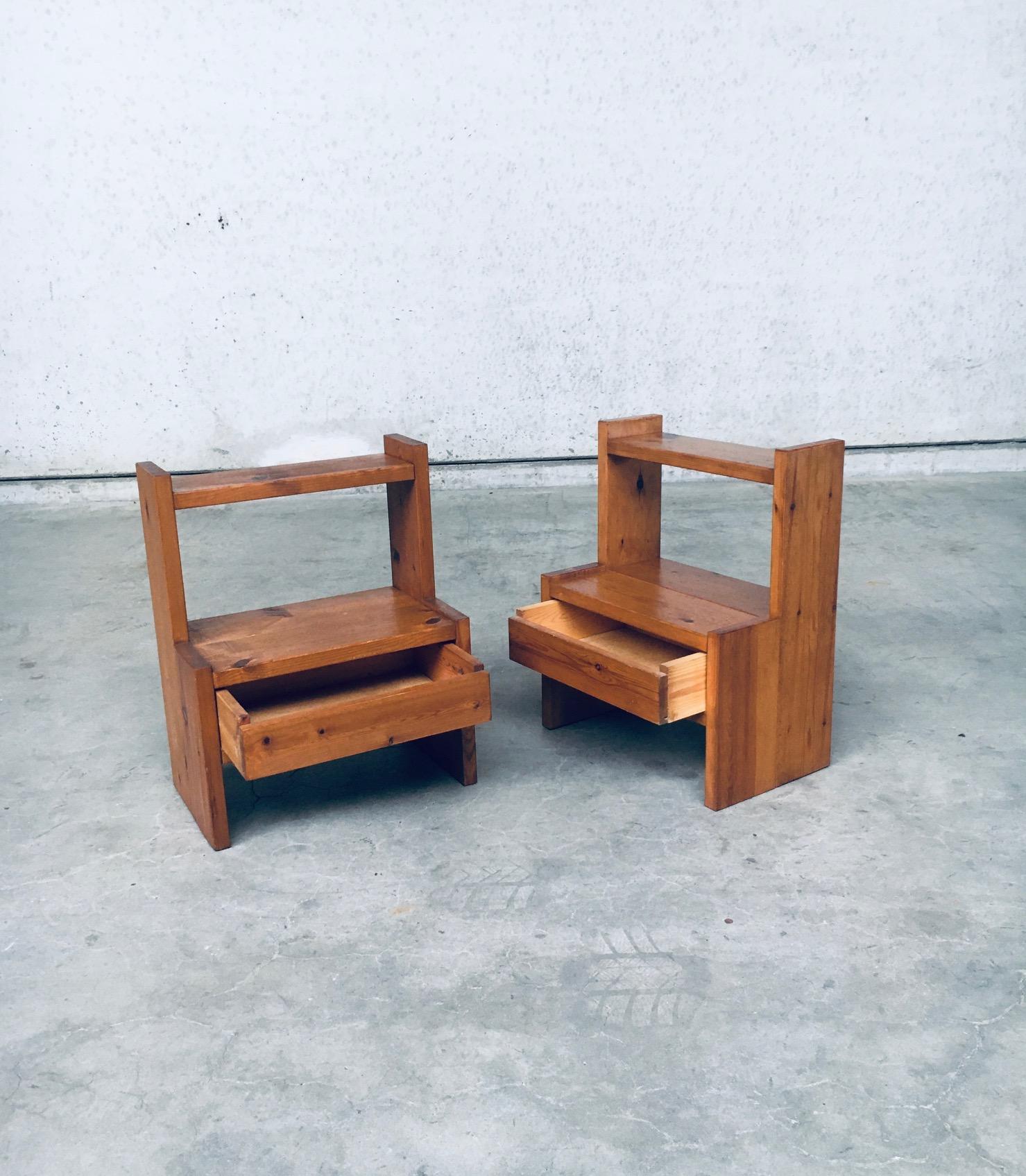 Midcentury Scandinavian Design Pine Bedside Table Set, 1960s Sweden For Sale 2