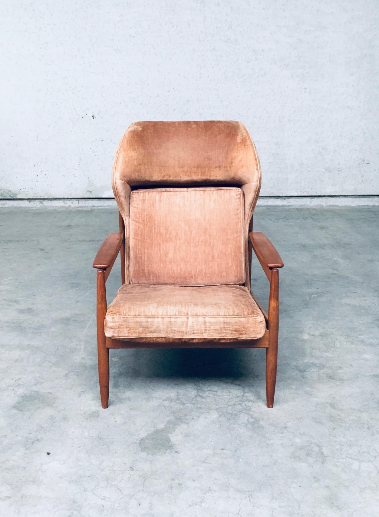 Chaise longue à dossier en forme d'aile, design scandinave du milieu du siècle, Danemark, années 1960 en vente 3