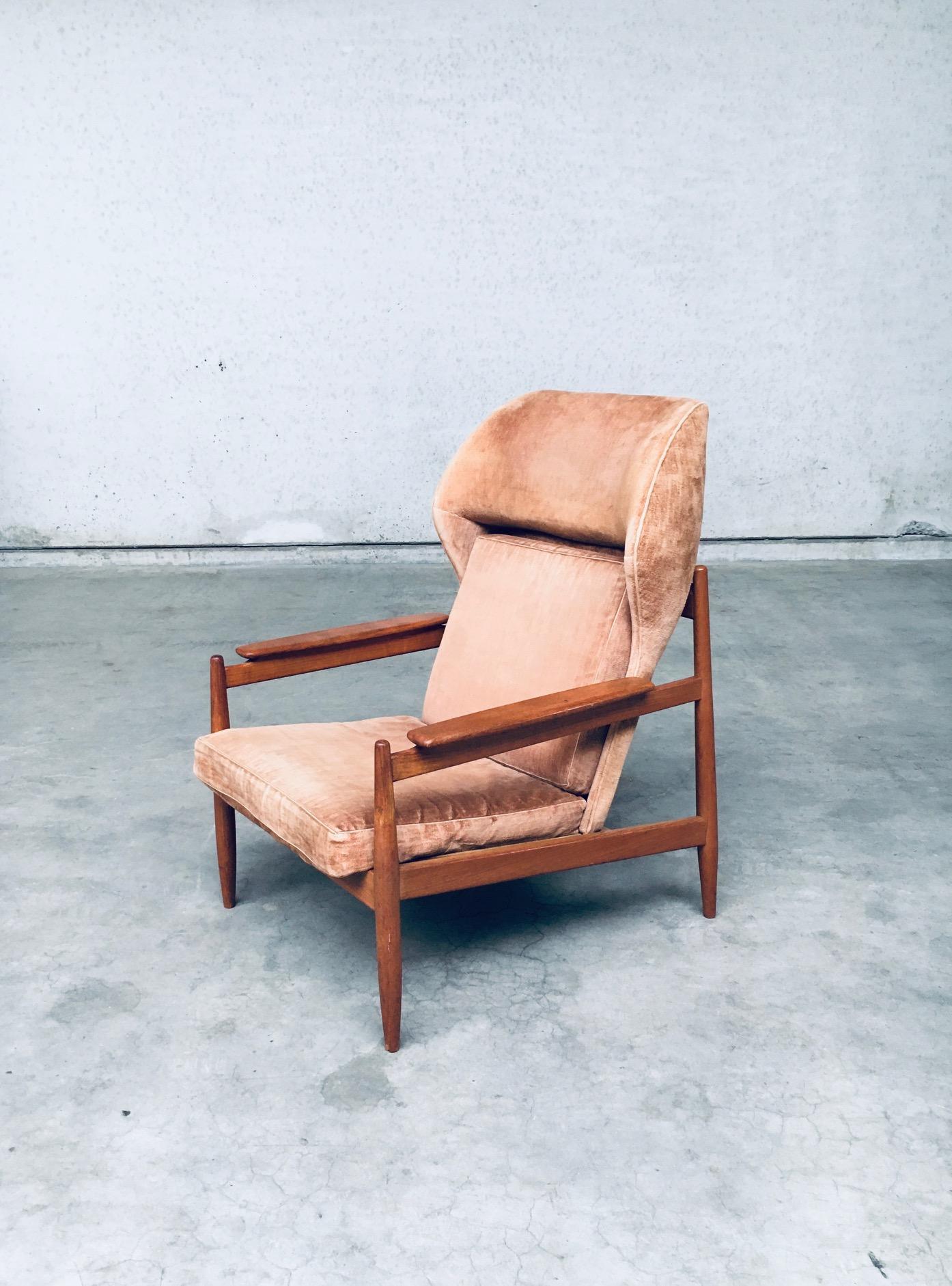 Chaise longue à dossier en forme d'aile, design scandinave du milieu du siècle, Danemark, années 1960 en vente 4