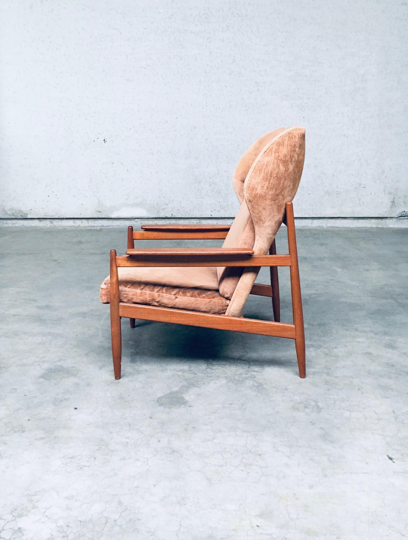 Chaise longue à dossier en forme d'aile, design scandinave du milieu du siècle, Danemark, années 1960 en vente 5