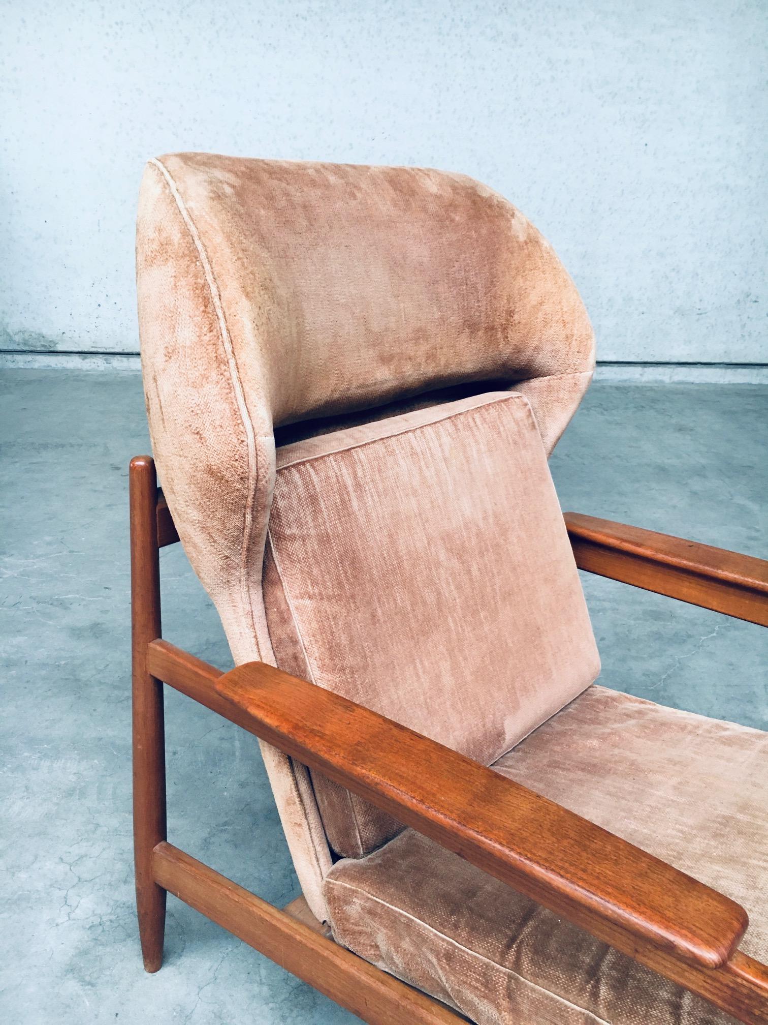 Chaise longue à dossier en forme d'aile, design scandinave du milieu du siècle, Danemark, années 1960 en vente 7