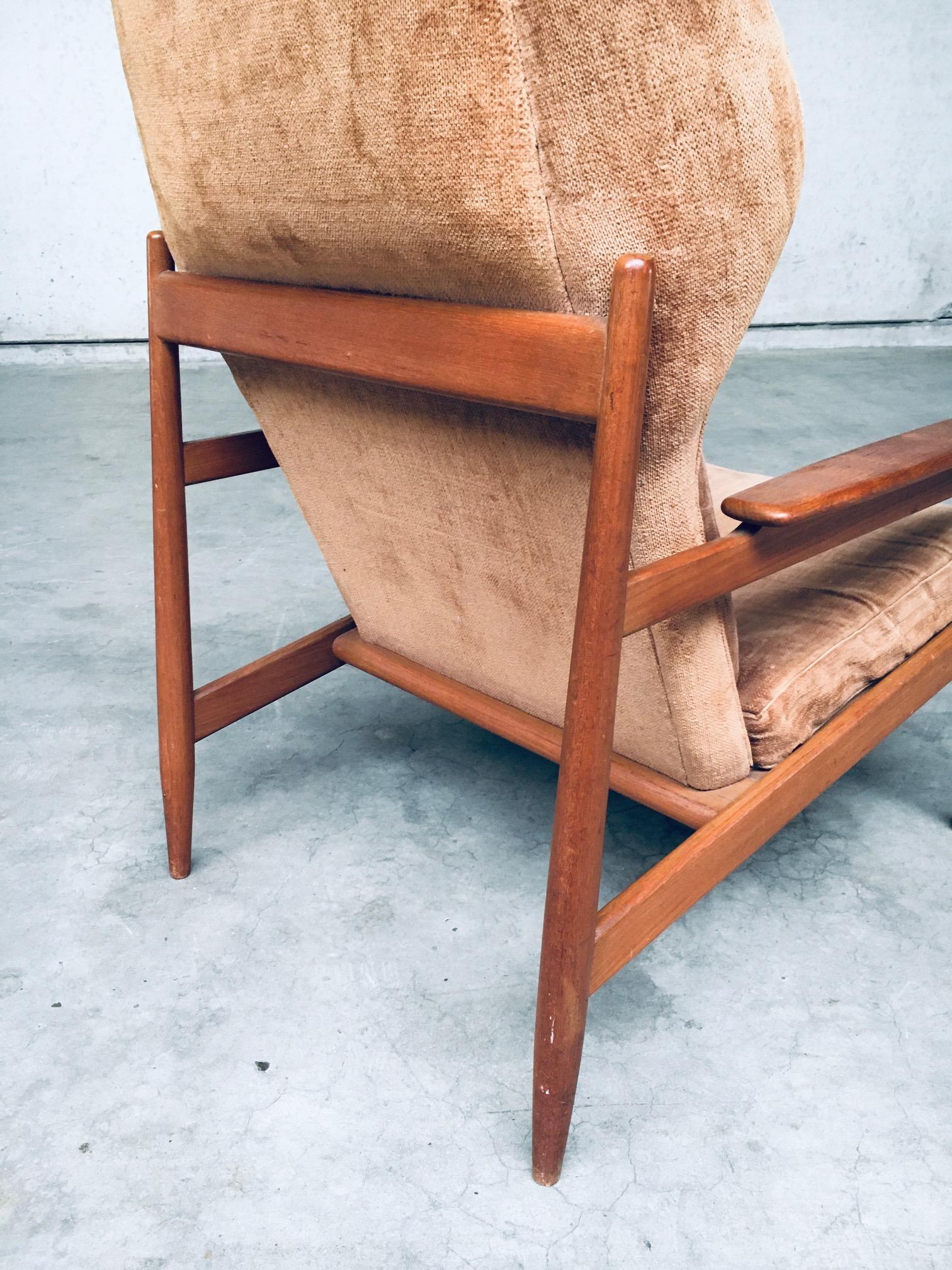 Chaise longue à dossier en forme d'aile, design scandinave du milieu du siècle, Danemark, années 1960 en vente 9