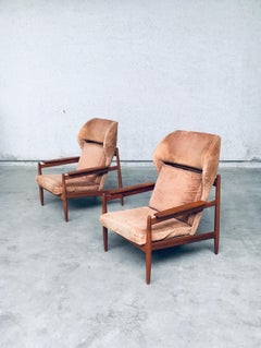 Mid-Century Scandinavian Design Wingback Lounge Chair Set, Denmark, 1960s