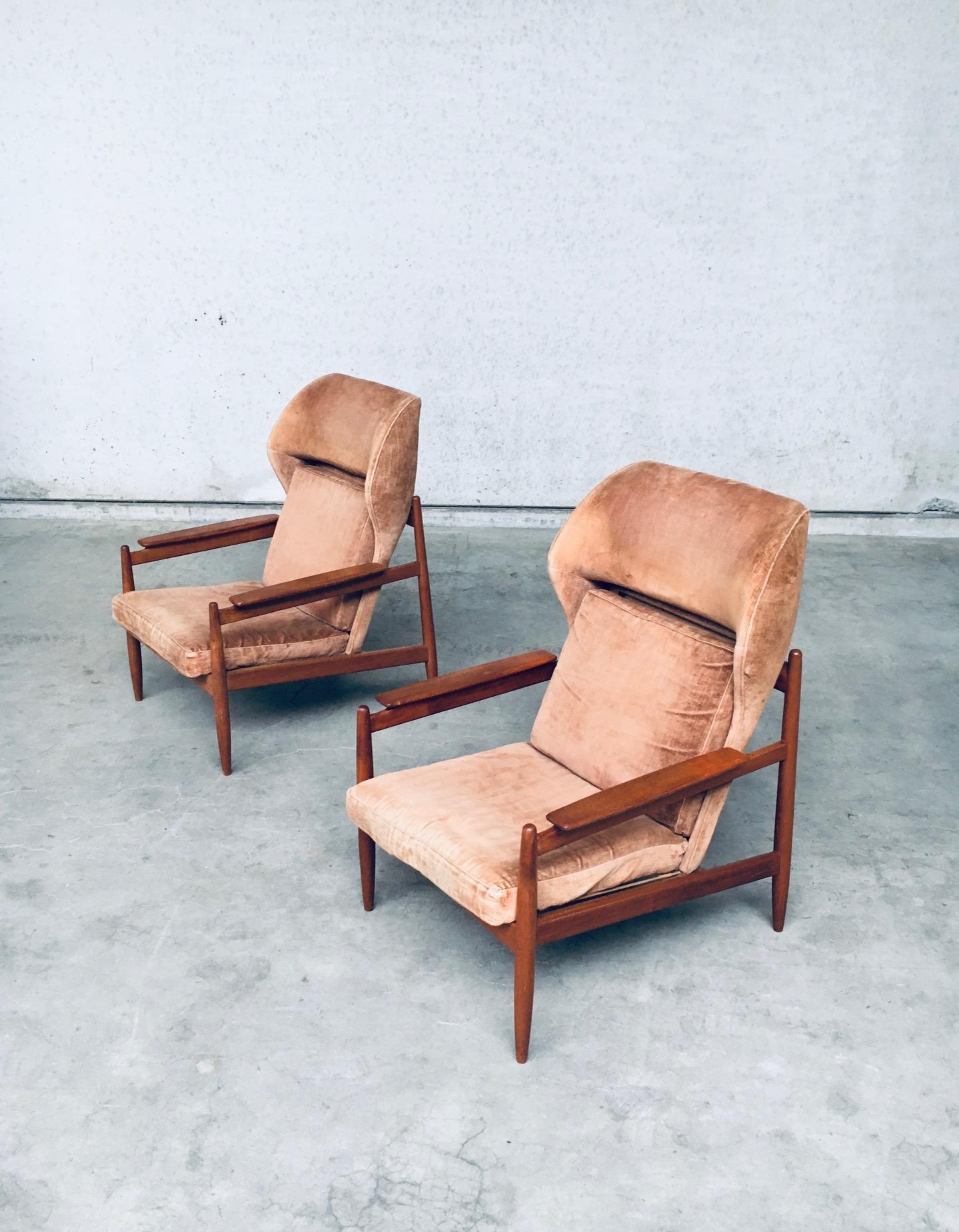 Mid-Century Modern Mid-Century Scandinavian Design Wingback Lounge Chair Set, Denmark, 1960s For Sale