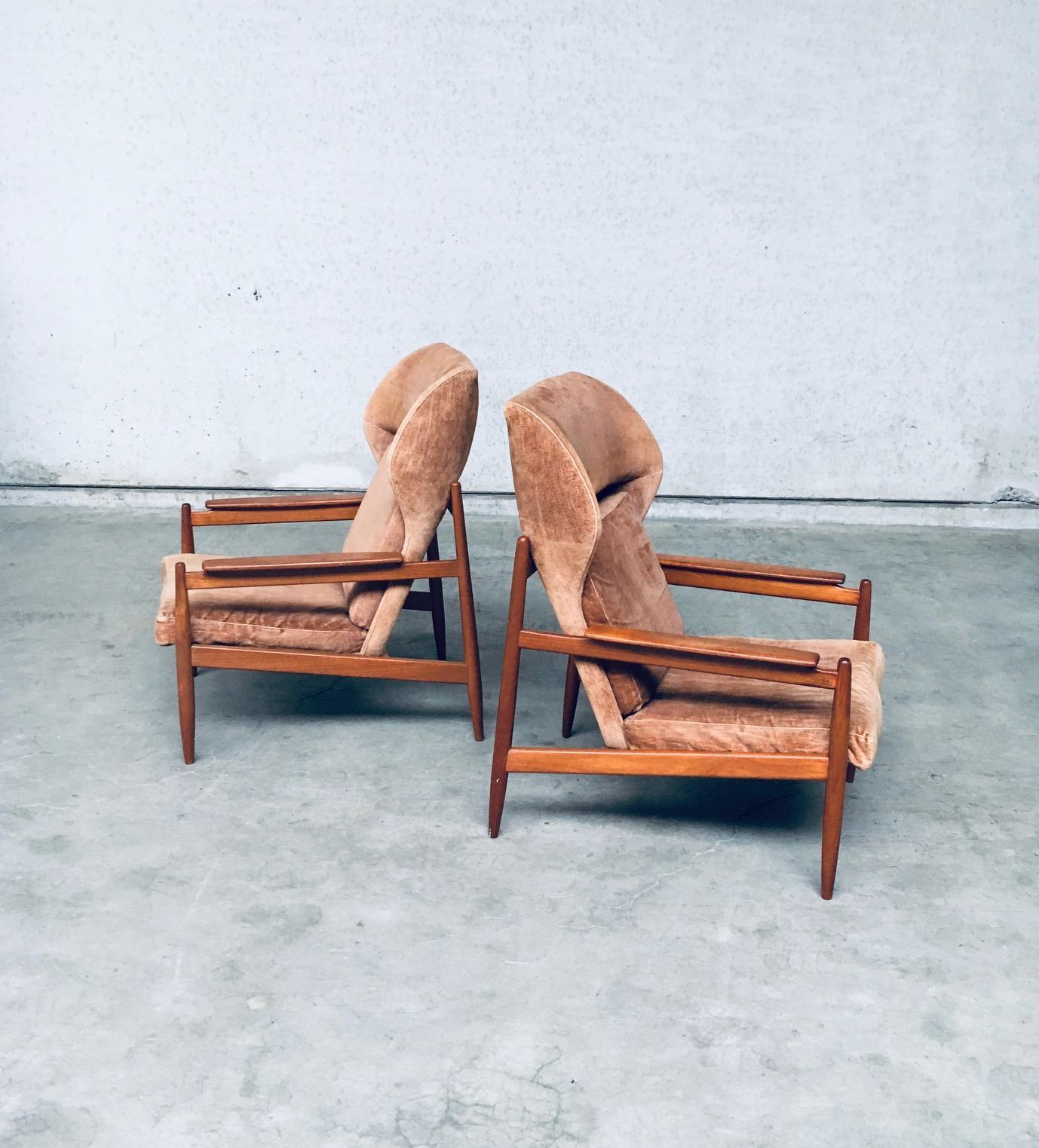 Chaise longue à dossier en forme d'aile, design scandinave du milieu du siècle, Danemark, années 1960 État moyen - En vente à Oud-Turnhout, VAN