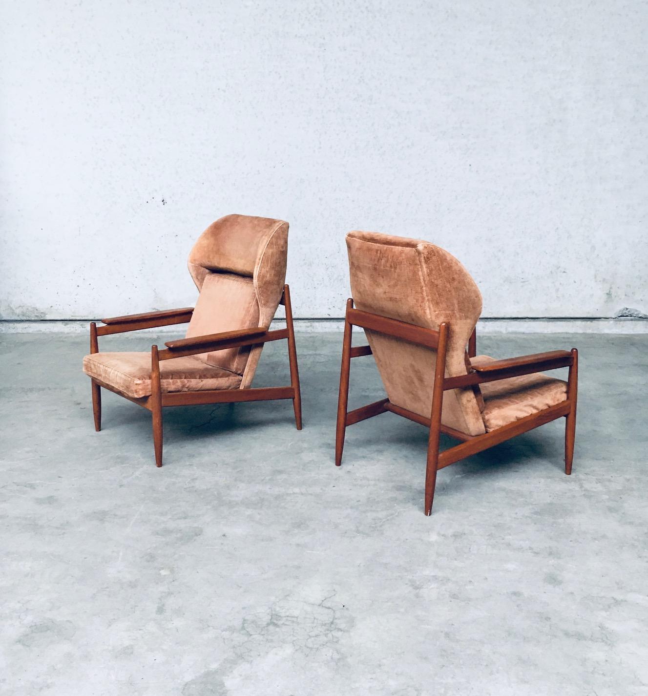 Mid-20th Century Mid-Century Scandinavian Design Wingback Lounge Chair Set, Denmark, 1960s For Sale
