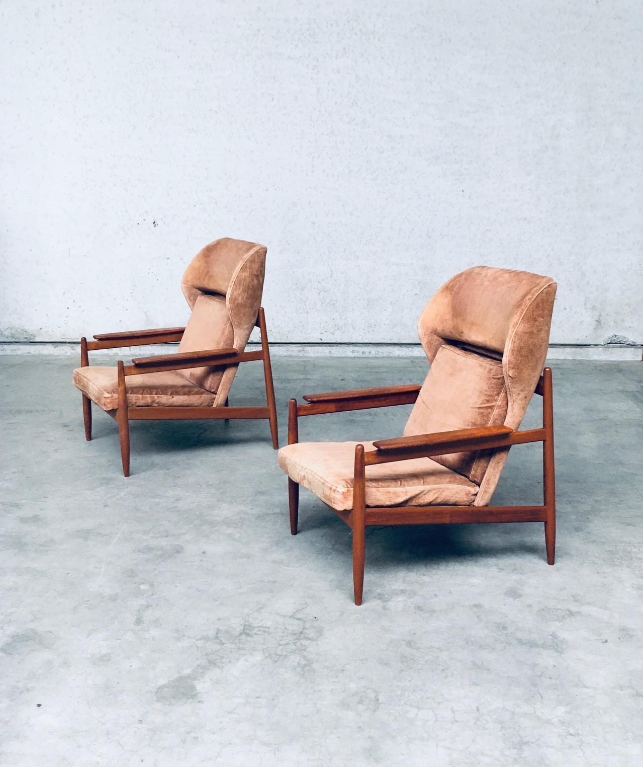 Mid-Century Scandinavian Design Wingback Lounge Chair Set, Denmark, 1960s For Sale 1