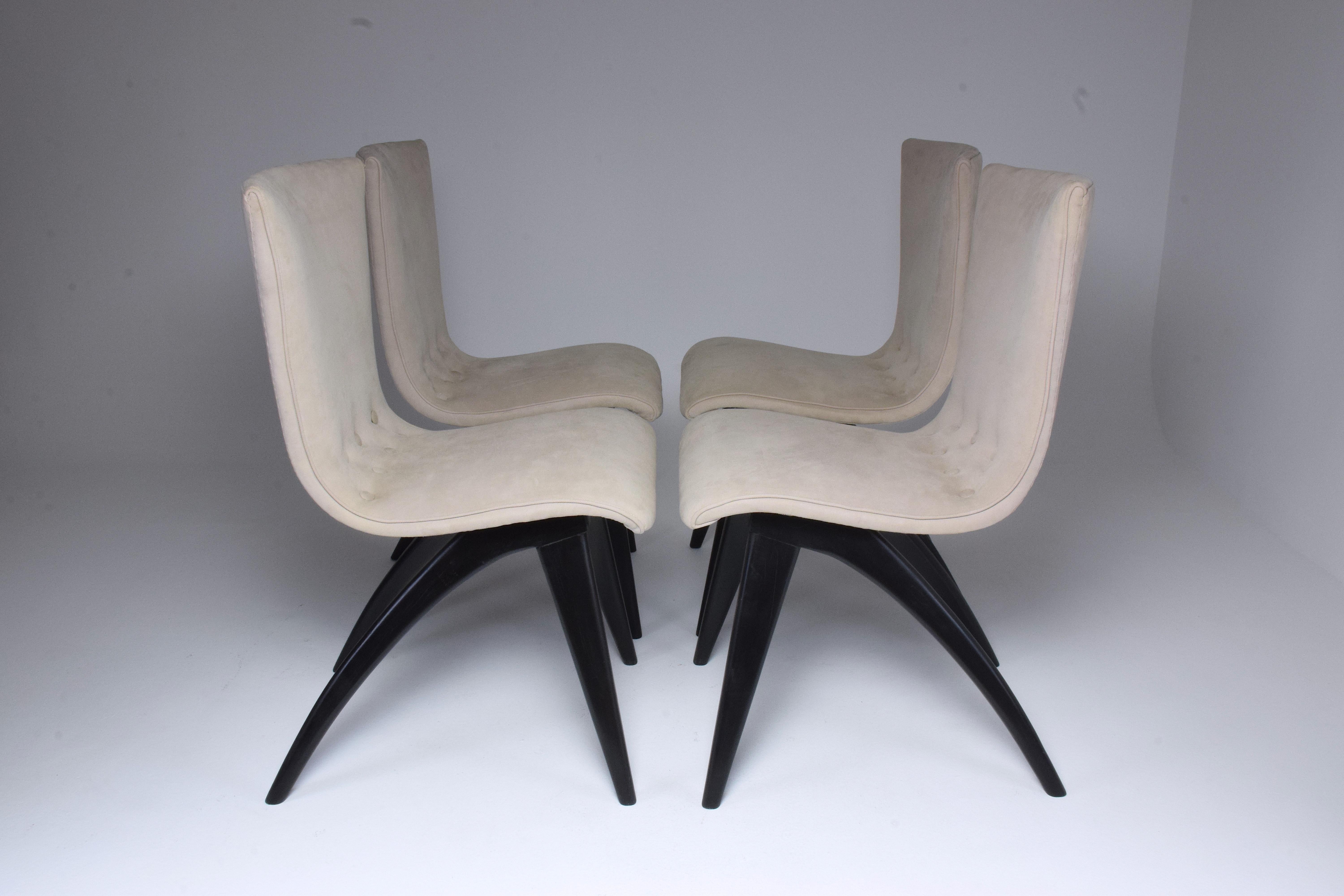 Lacquered Midcentury Scandinavian Dining Chairs by CJ Van Os Culemborg, Set of Four, 1950s