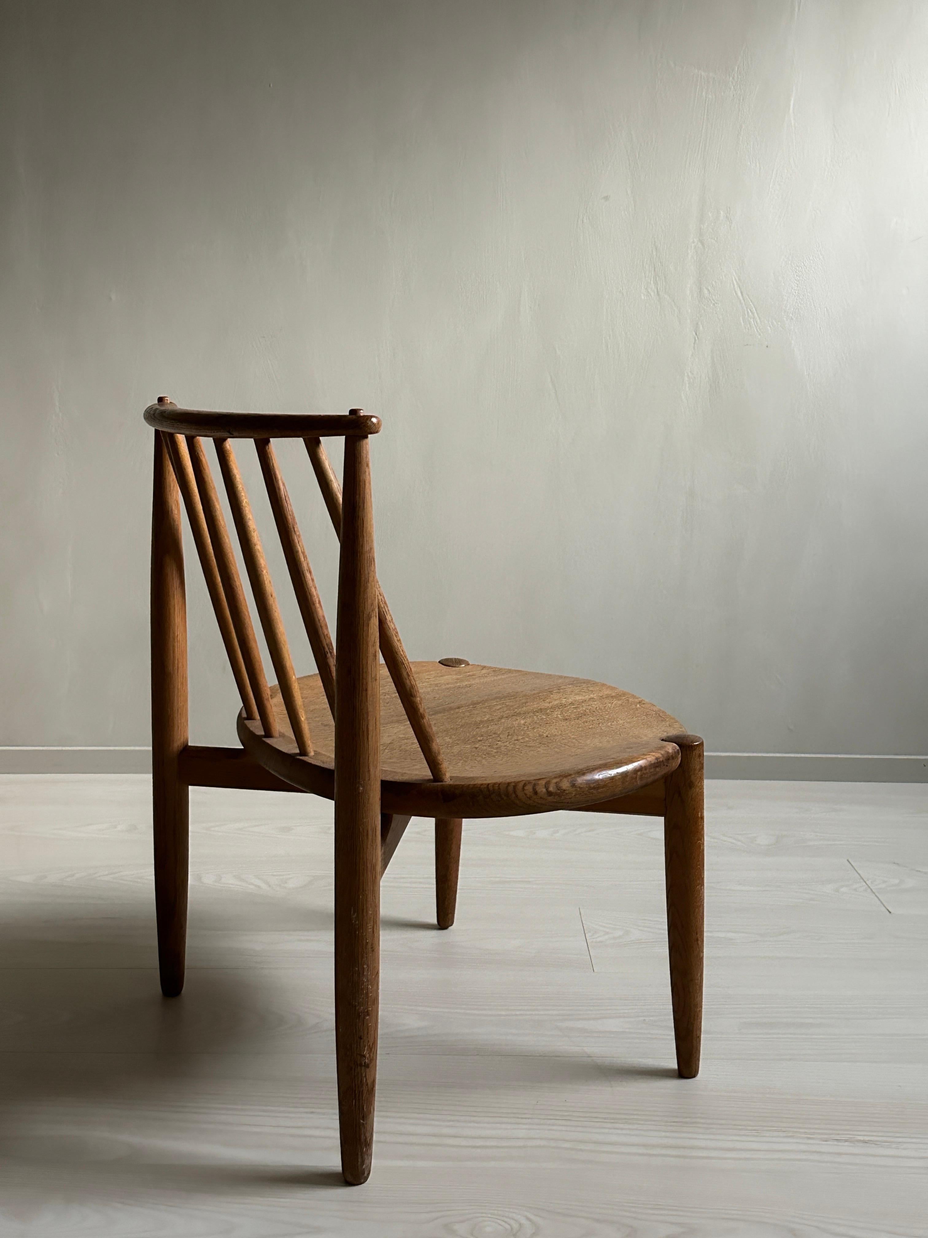 Mid-Century Scandinavian Fireplace Oak Chair, Bendt Winge for Aase Dreieri 1950s 6