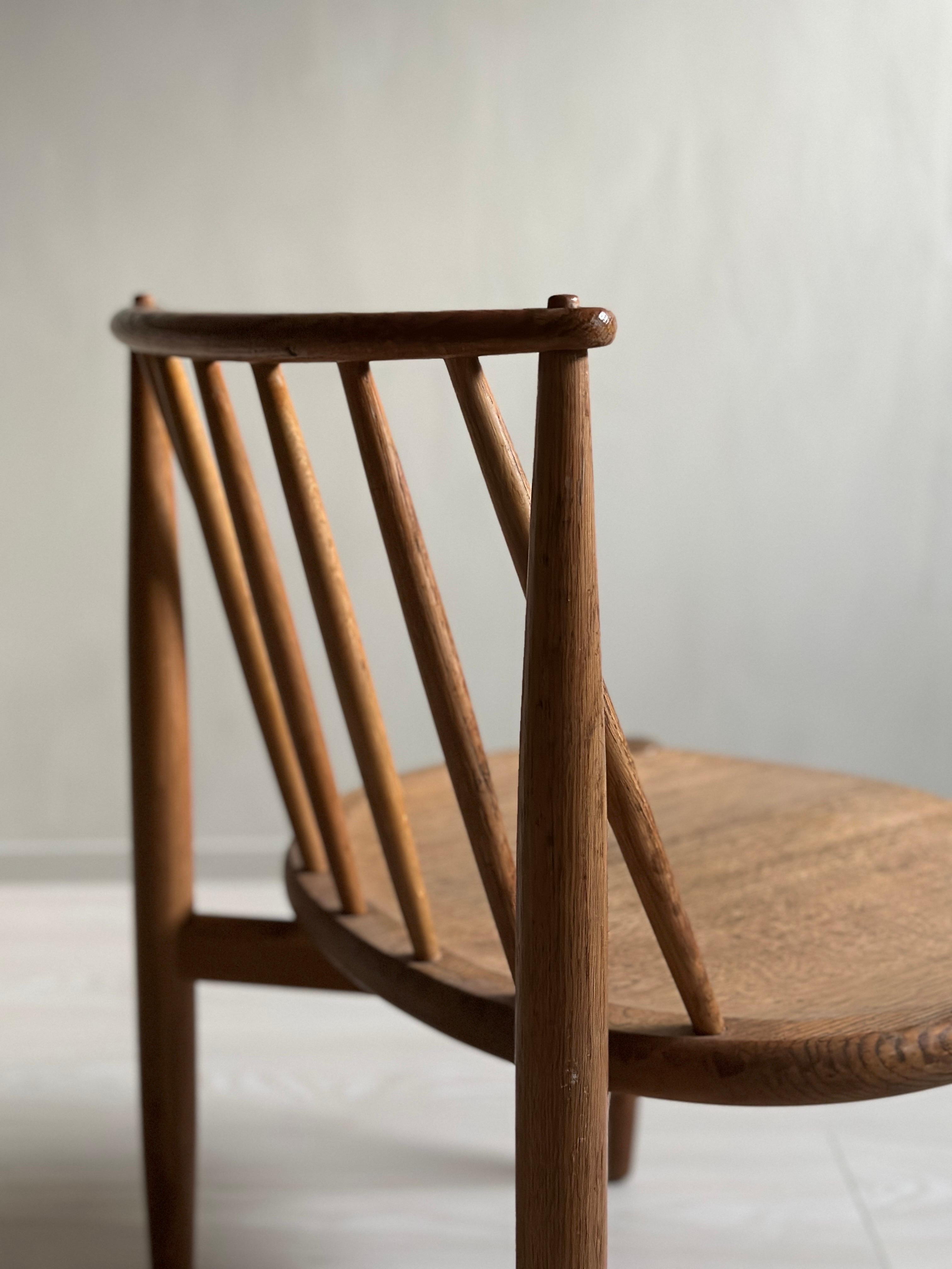 Mid-Century Scandinavian Fireplace Oak Chair, Bendt Winge for Aase Dreieri 1950s 7