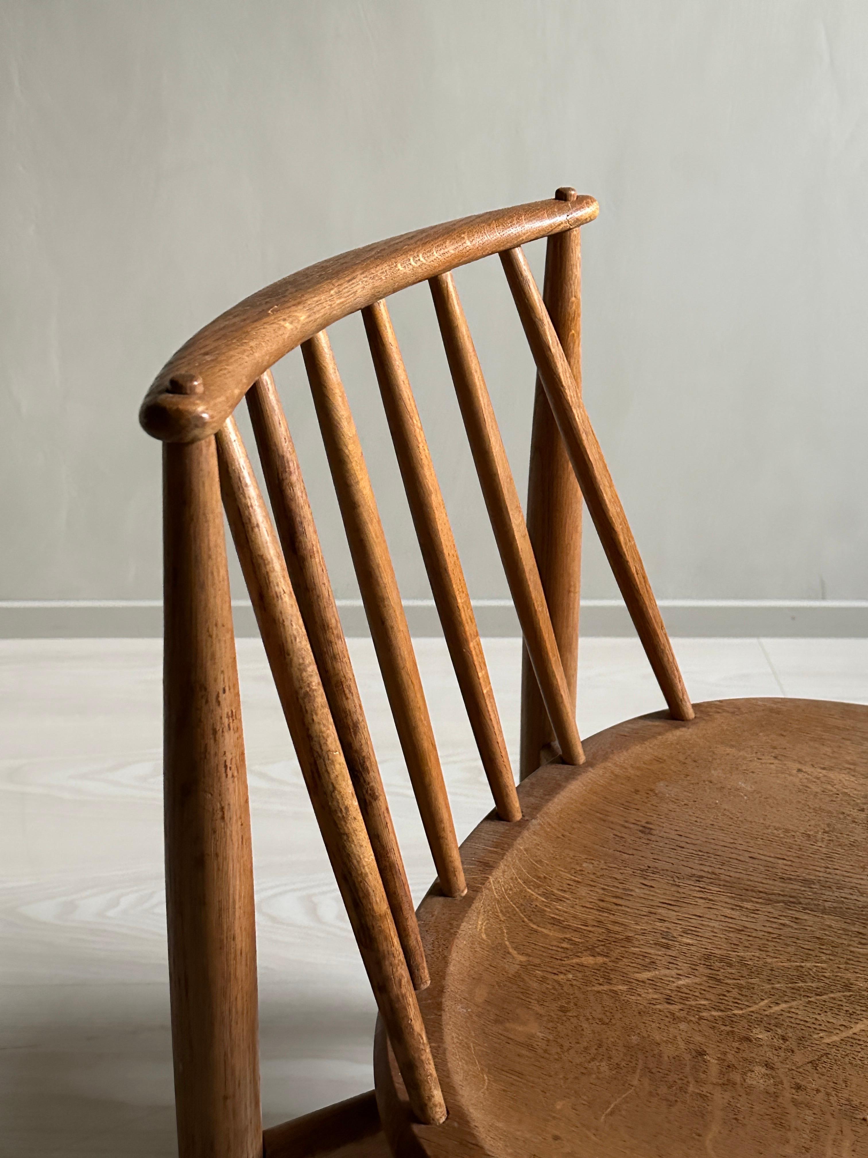 Mid-Century Scandinavian Fireplace Oak Chair, Bendt Winge for Aase Dreieri 1950s 9