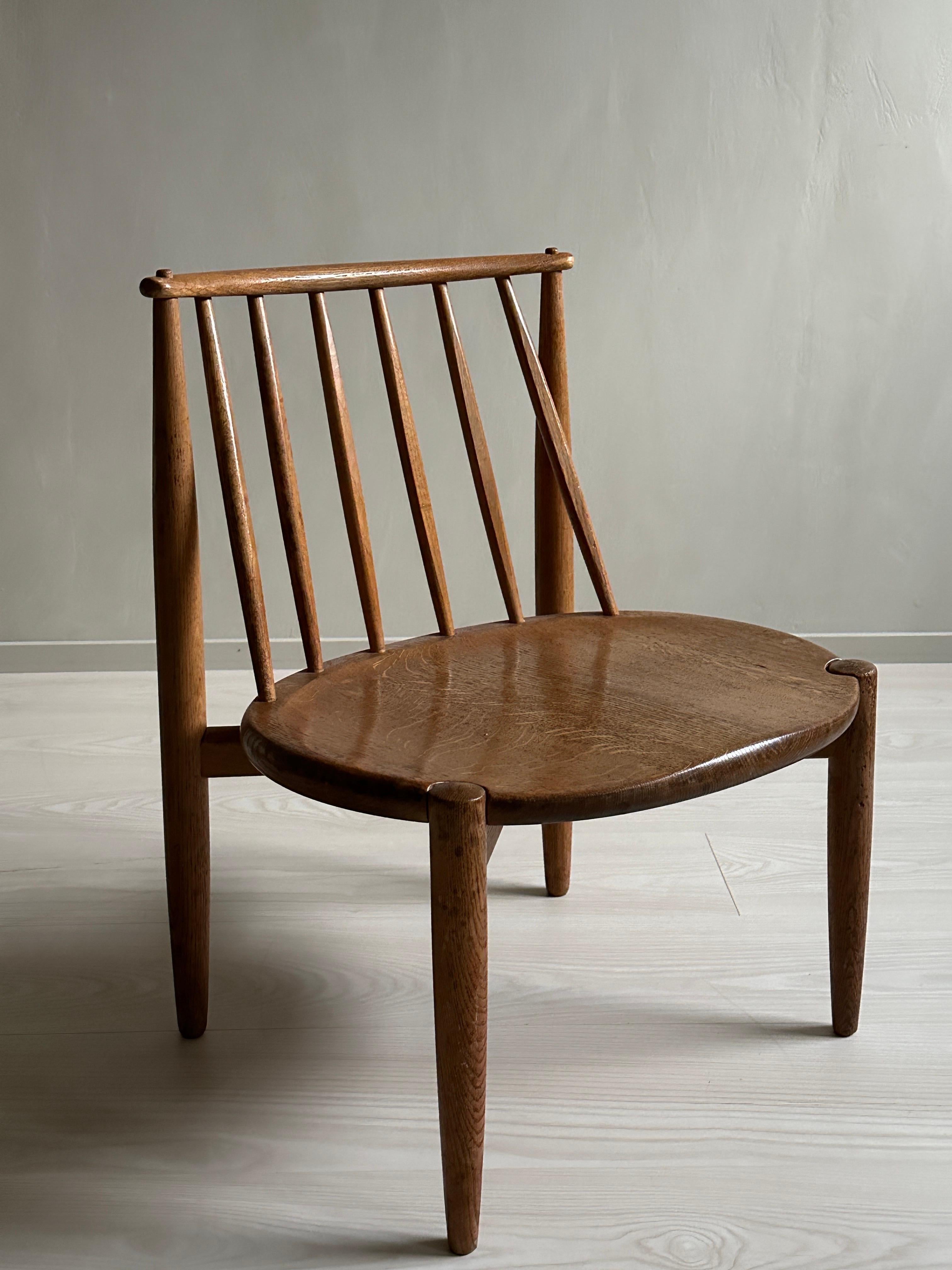 Mid-Century Scandinavian Fireplace Oak Chair, Bendt Winge for Aase Dreieri 1950s 10