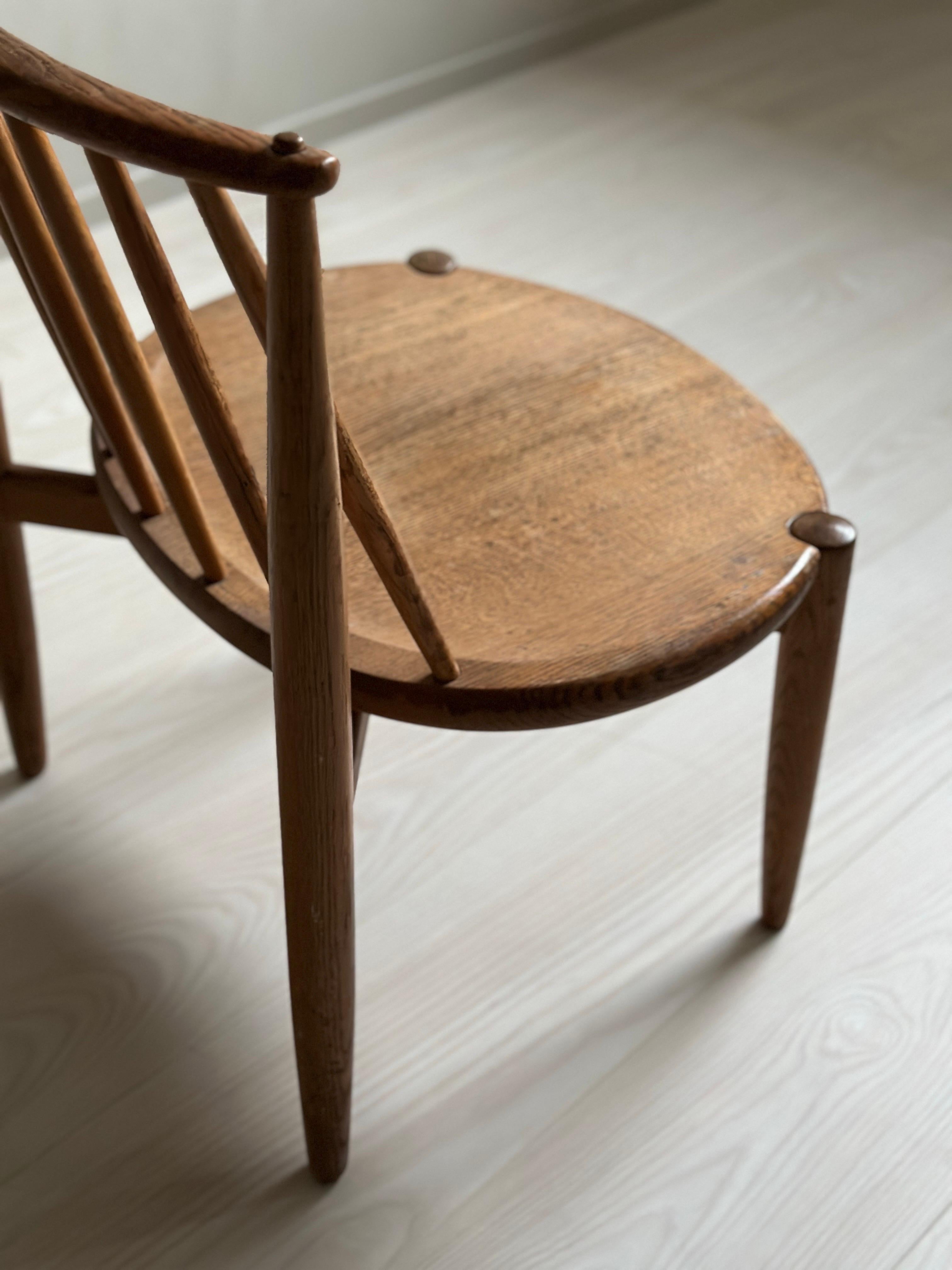 Mid-Century Scandinavian Fireplace Oak Chair, Bendt Winge for Aase Dreieri 1950s 13