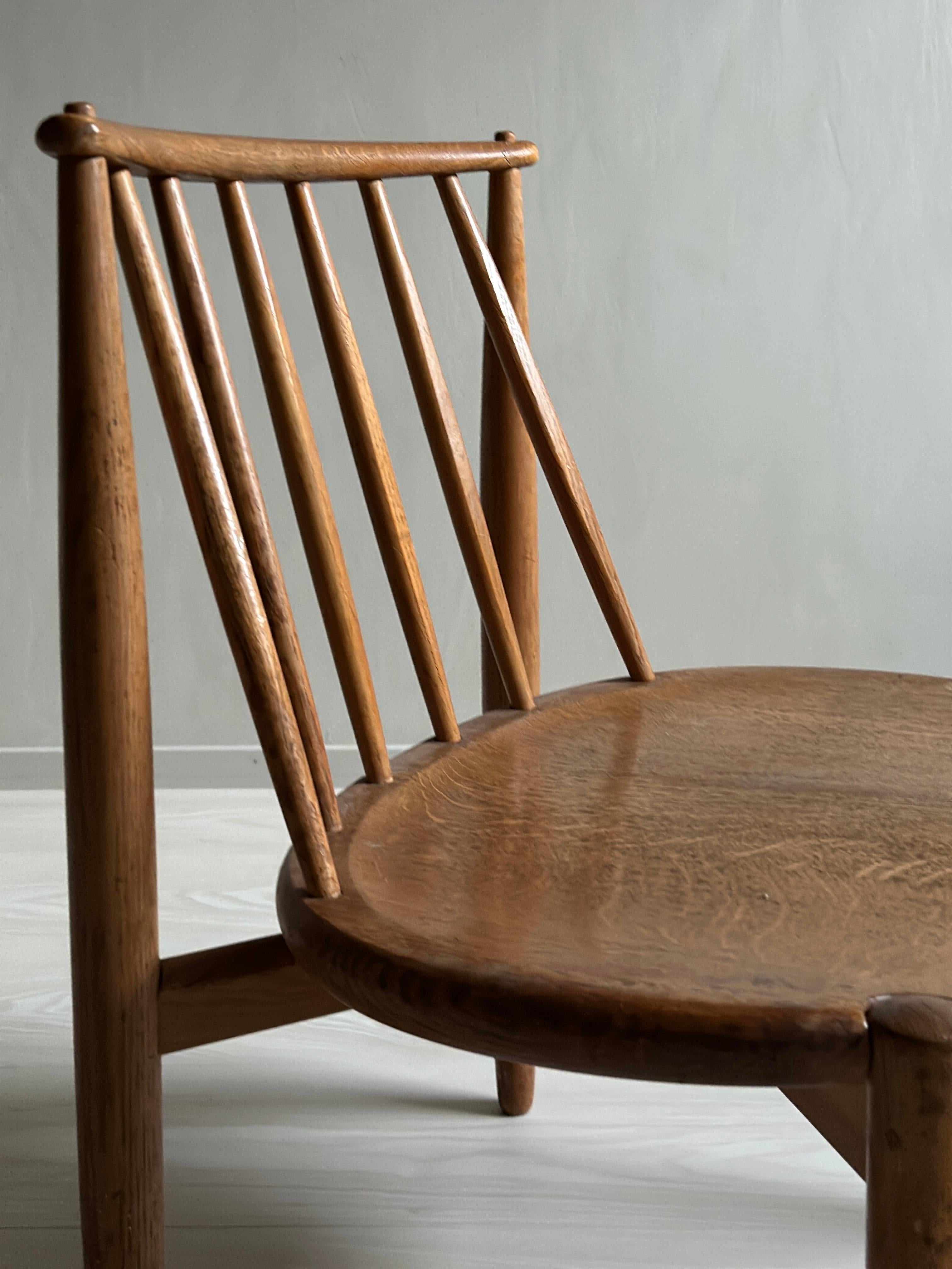 Mid-Century Scandinavian Fireplace Oak Chair, Bendt Winge for Aase Dreieri 1950s 14