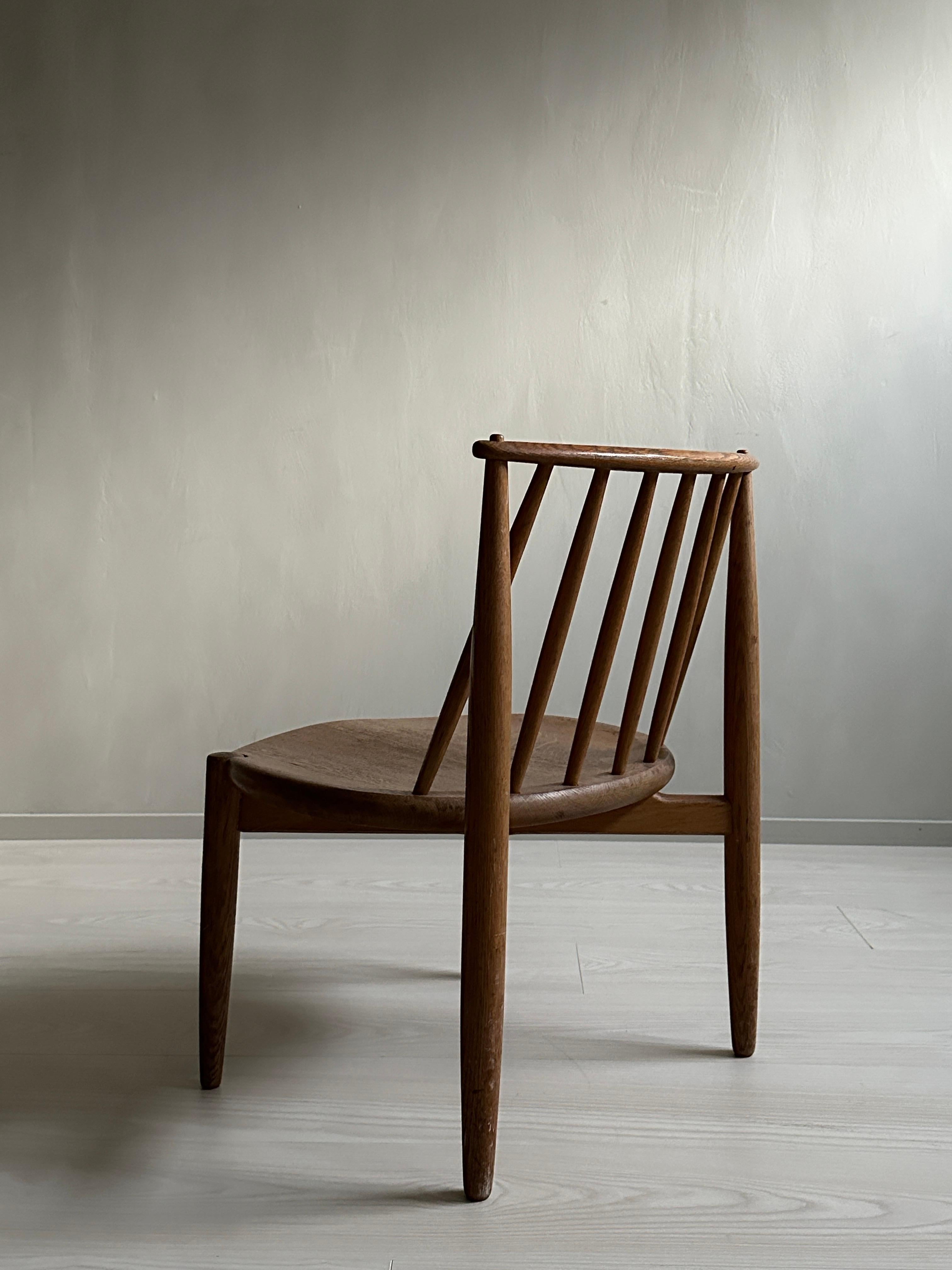 Mid-Century Scandinavian Fireplace Oak Chair, Bendt Winge for Aase Dreieri 1950s 2