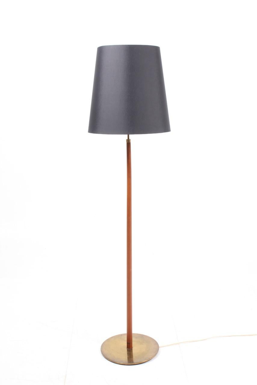 Danish Midcentury Scandinavian Floor Lamp in Teak and Brass