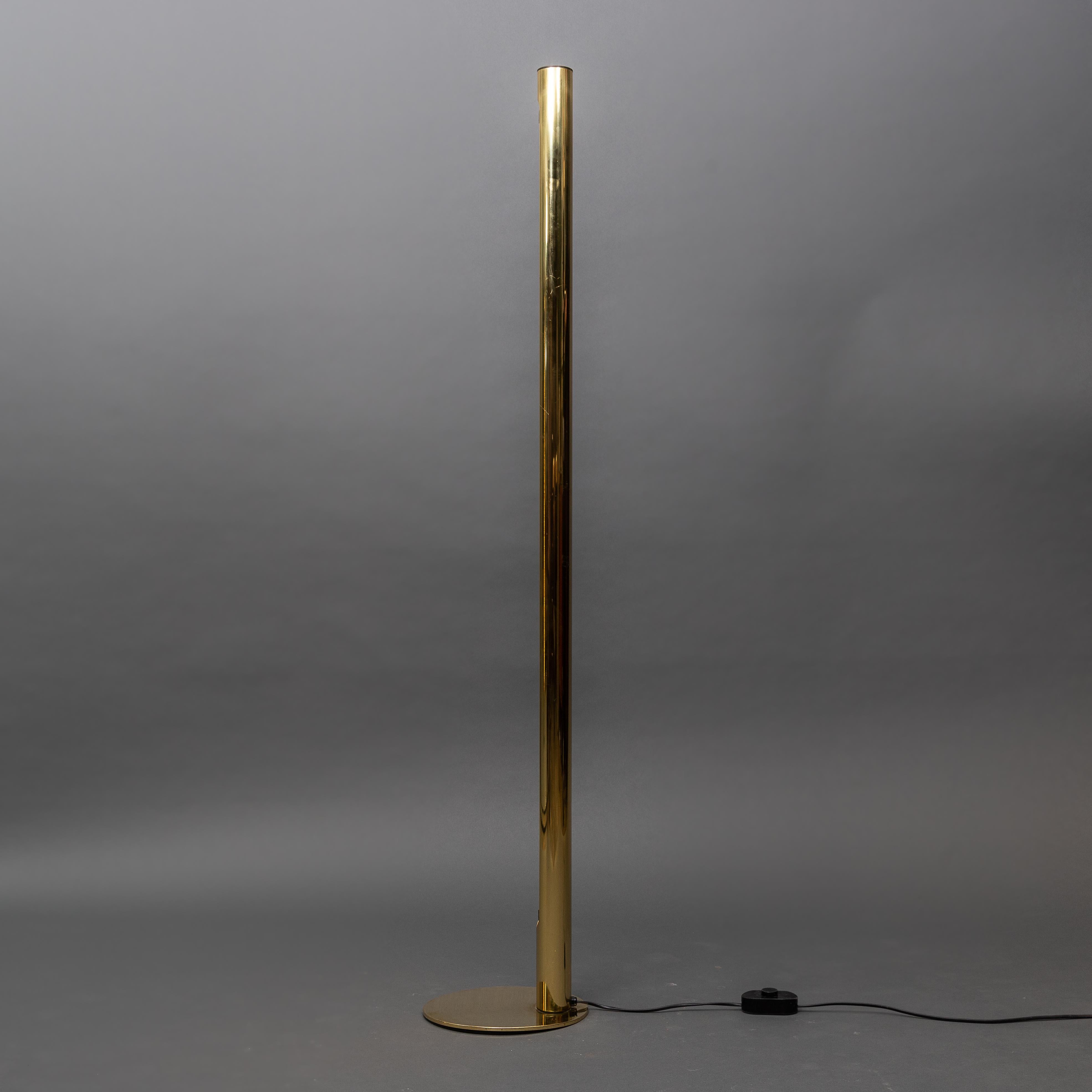 Space Age Midcentury Scandinavian Gold Brass Plated Jonas Hidle Neon Floor Lamp Norway