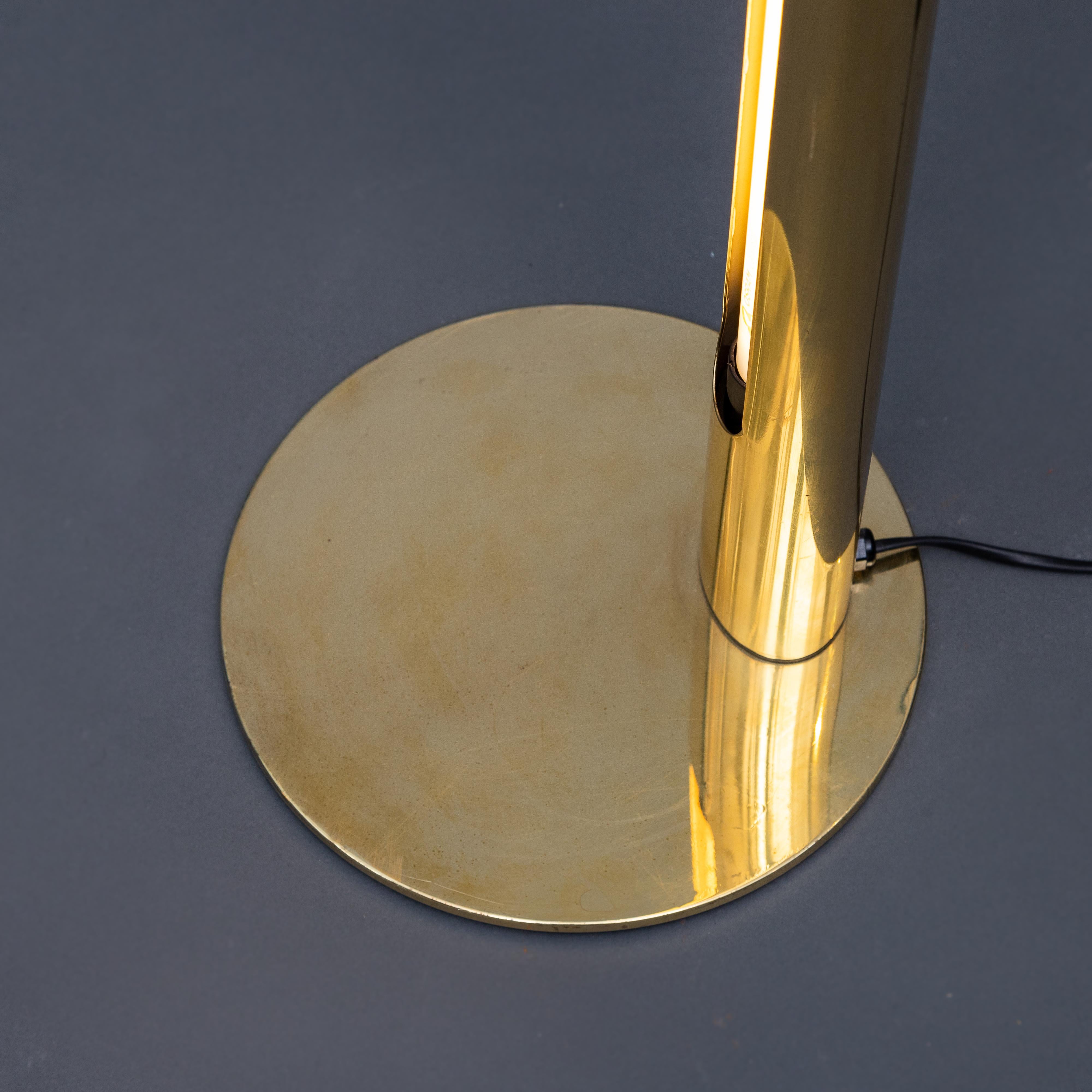 Midcentury Scandinavian Gold Brass Plated Jonas Hidle Neon Floor Lamp Norway In Fair Condition In Oslo, NO