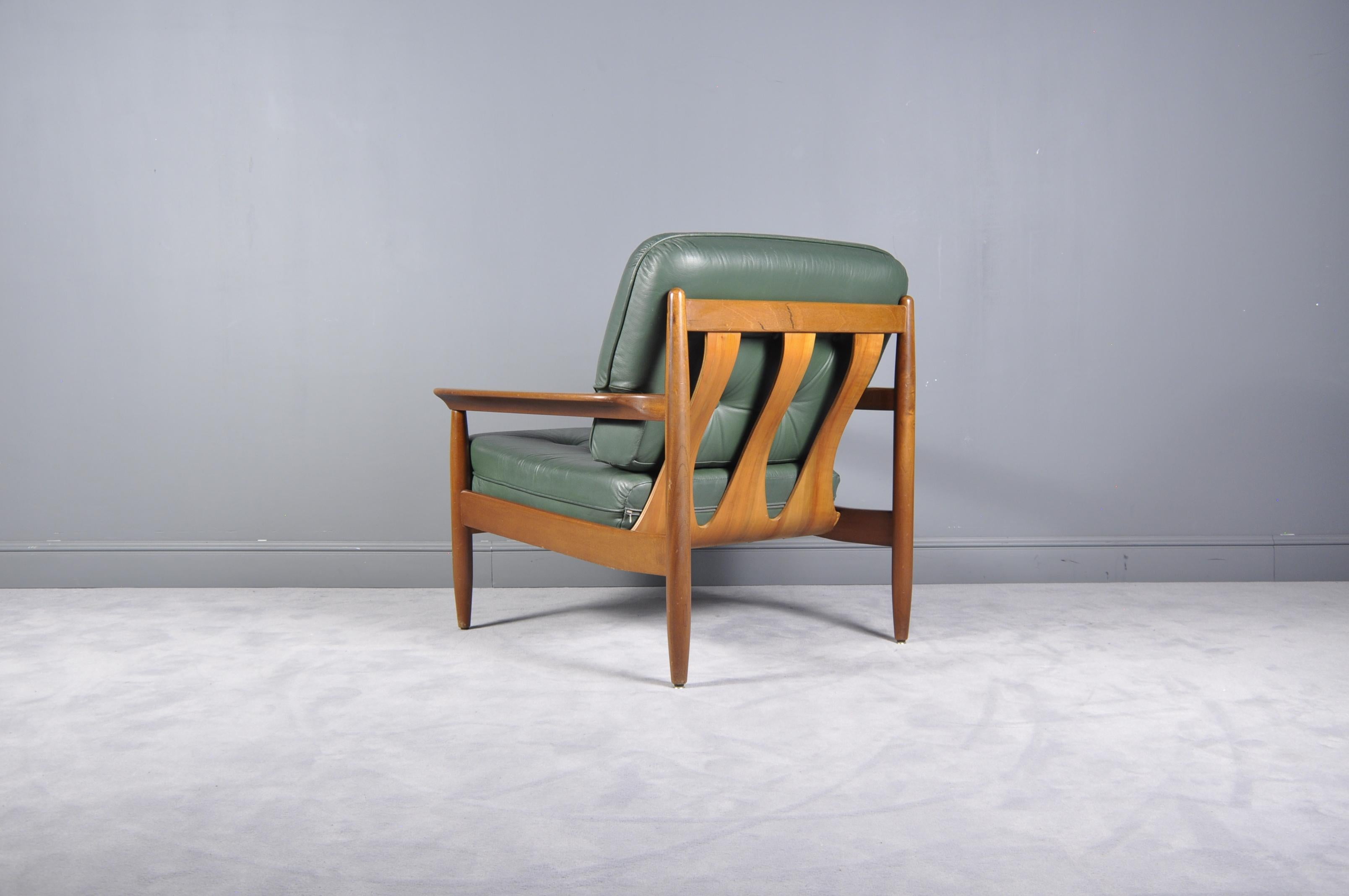 Midcentury Scandinavian Green Leather Sofa Set, 1960s 13