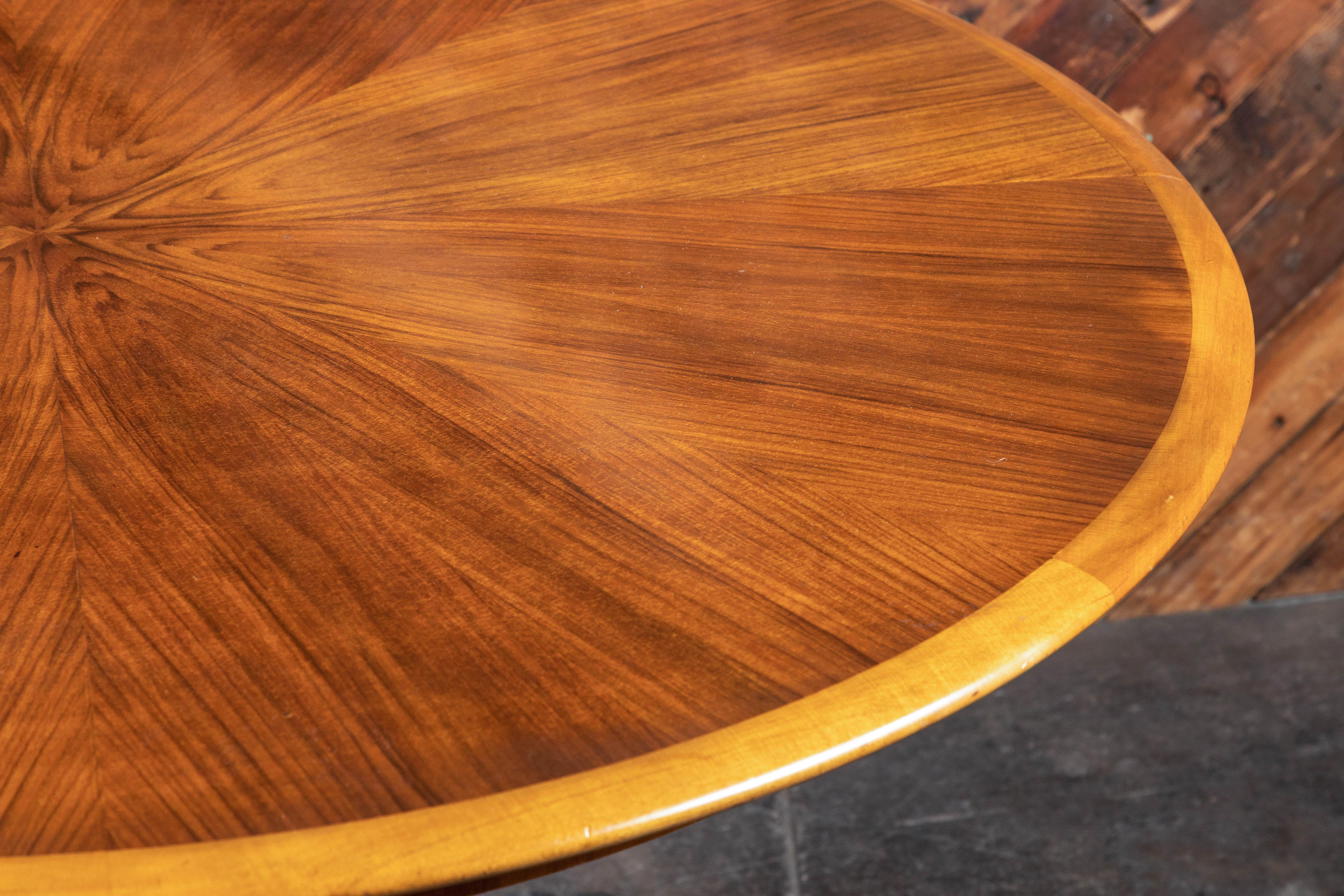 Walnut Midcentury Scandinavian Inlaid Wood Dining Table by David Rosen for Nordiska Ko