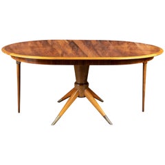 Midcentury Scandinavian Inlaid Wood Dining Table by David Rosen for Nordiska Ko