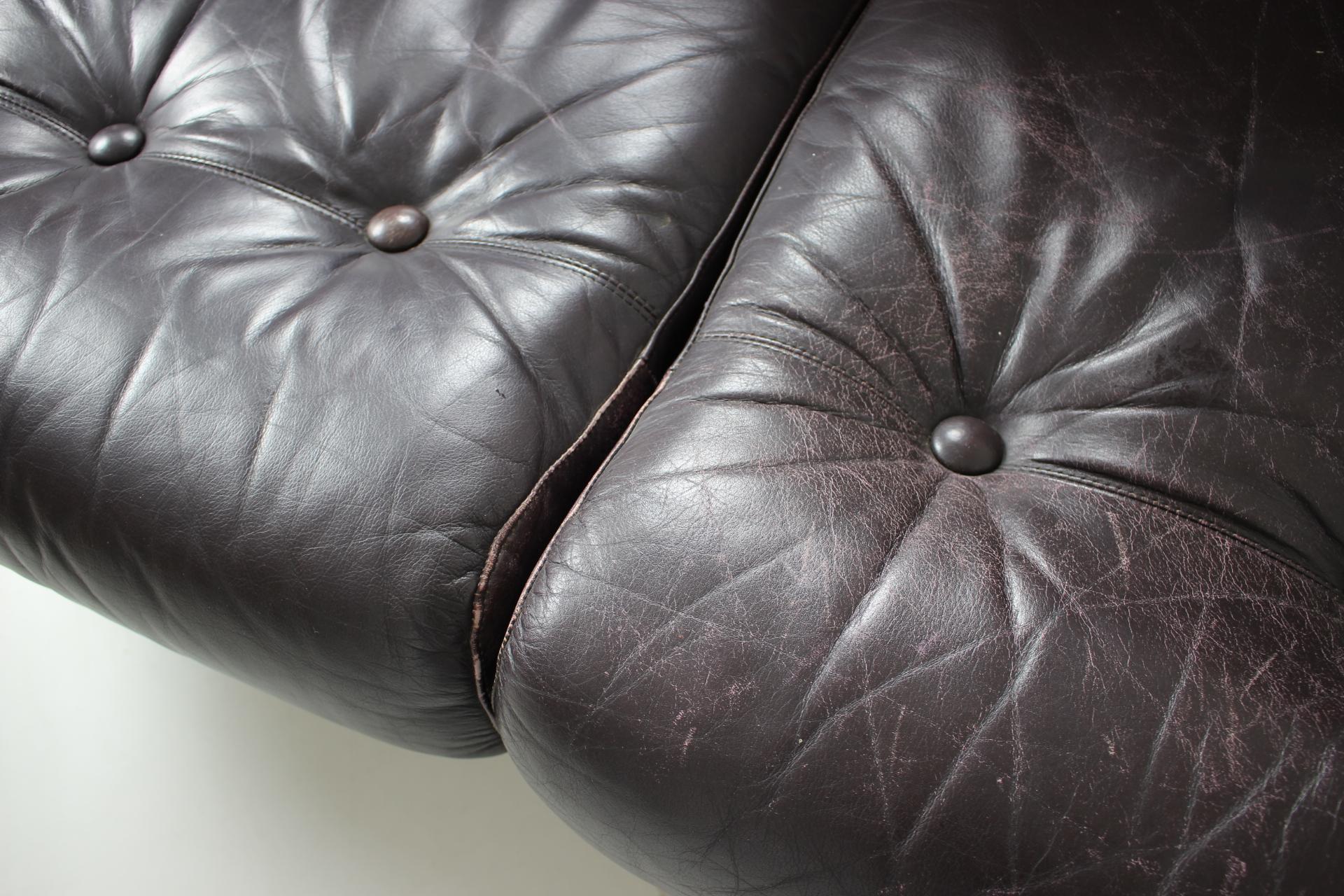 Midcentury Scandinavian Leather Sofa, 1960s 1