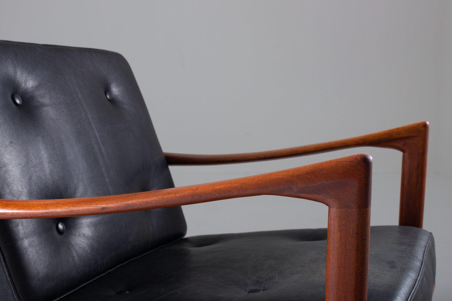 Leather Midcentury Scandinavian Lounge Chair 