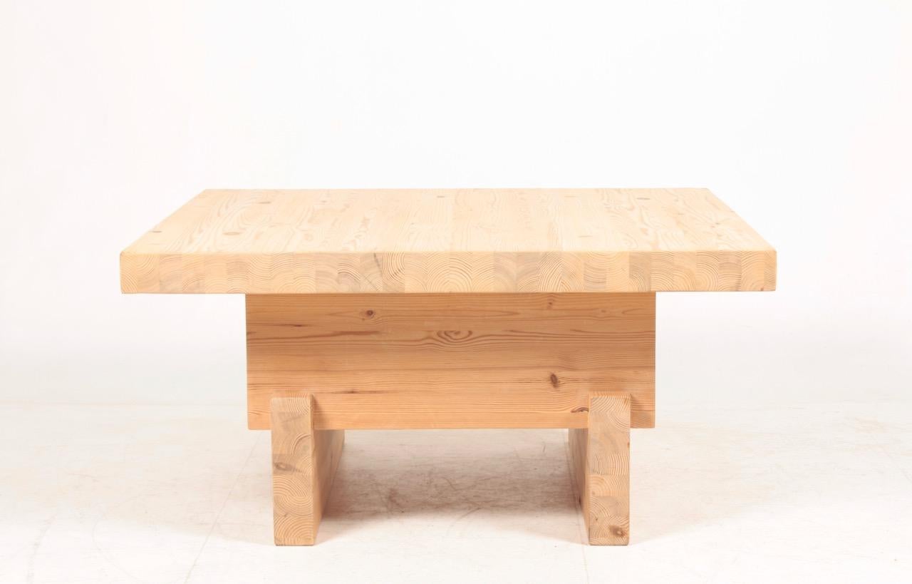 Midcentury Scandinavian Low Table in Solid Patinated Pine, 1950s In Good Condition In Lejre, DK