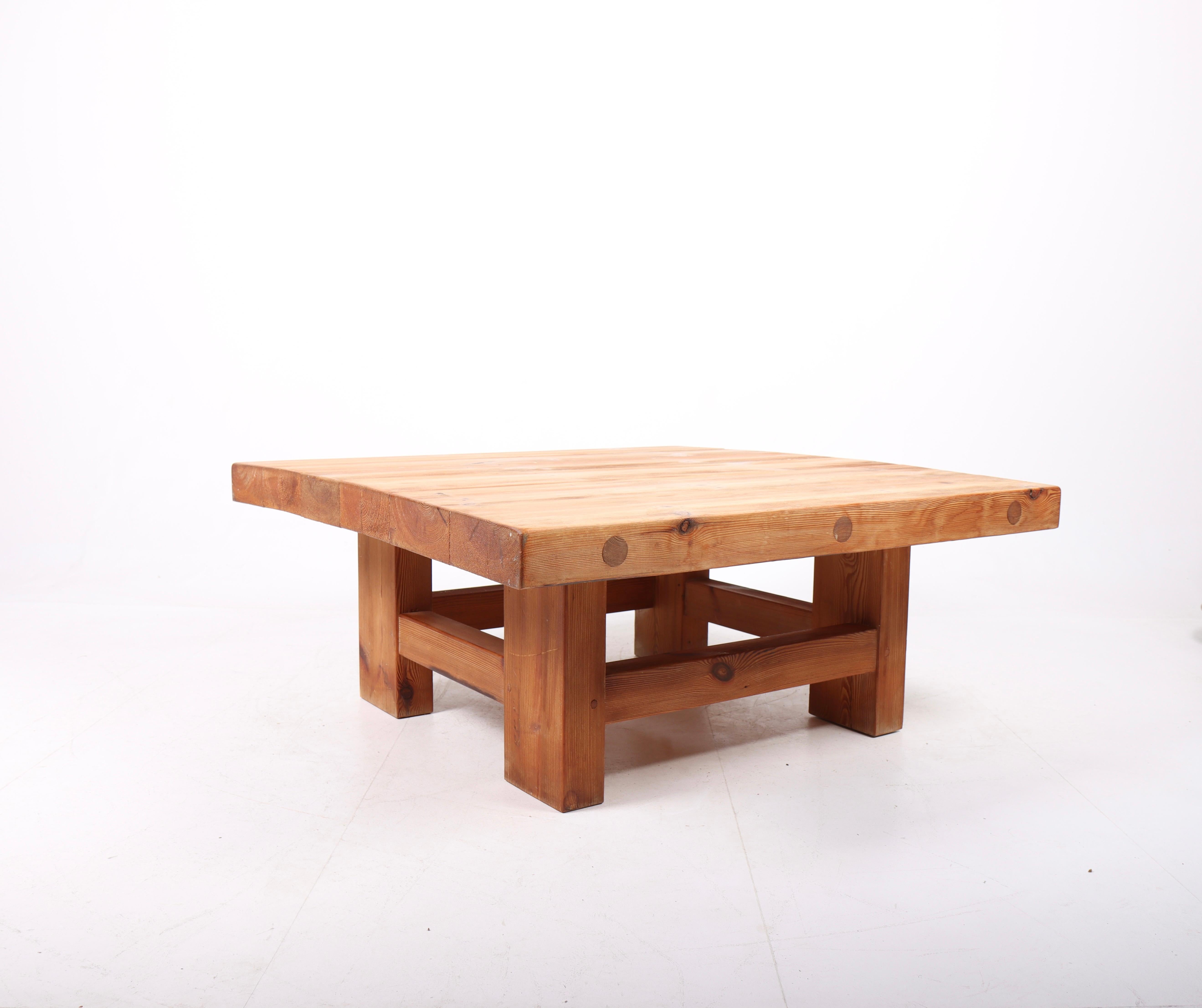 Mid-20th Century Mid-Century Scandinavian Low Table in Solid Patinated Pine, 1950s For Sale